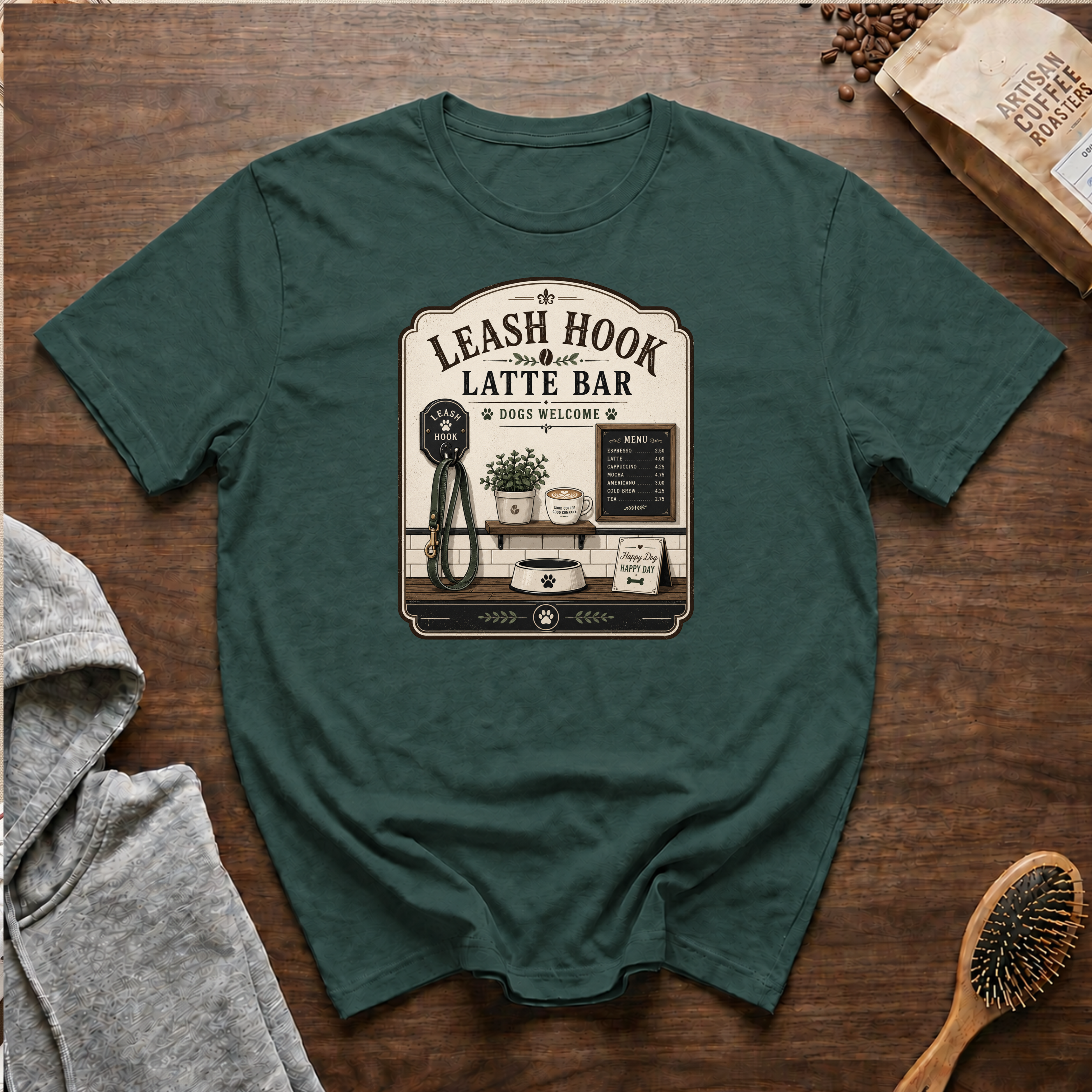 Leash Hook Latte Bar T-Shirt