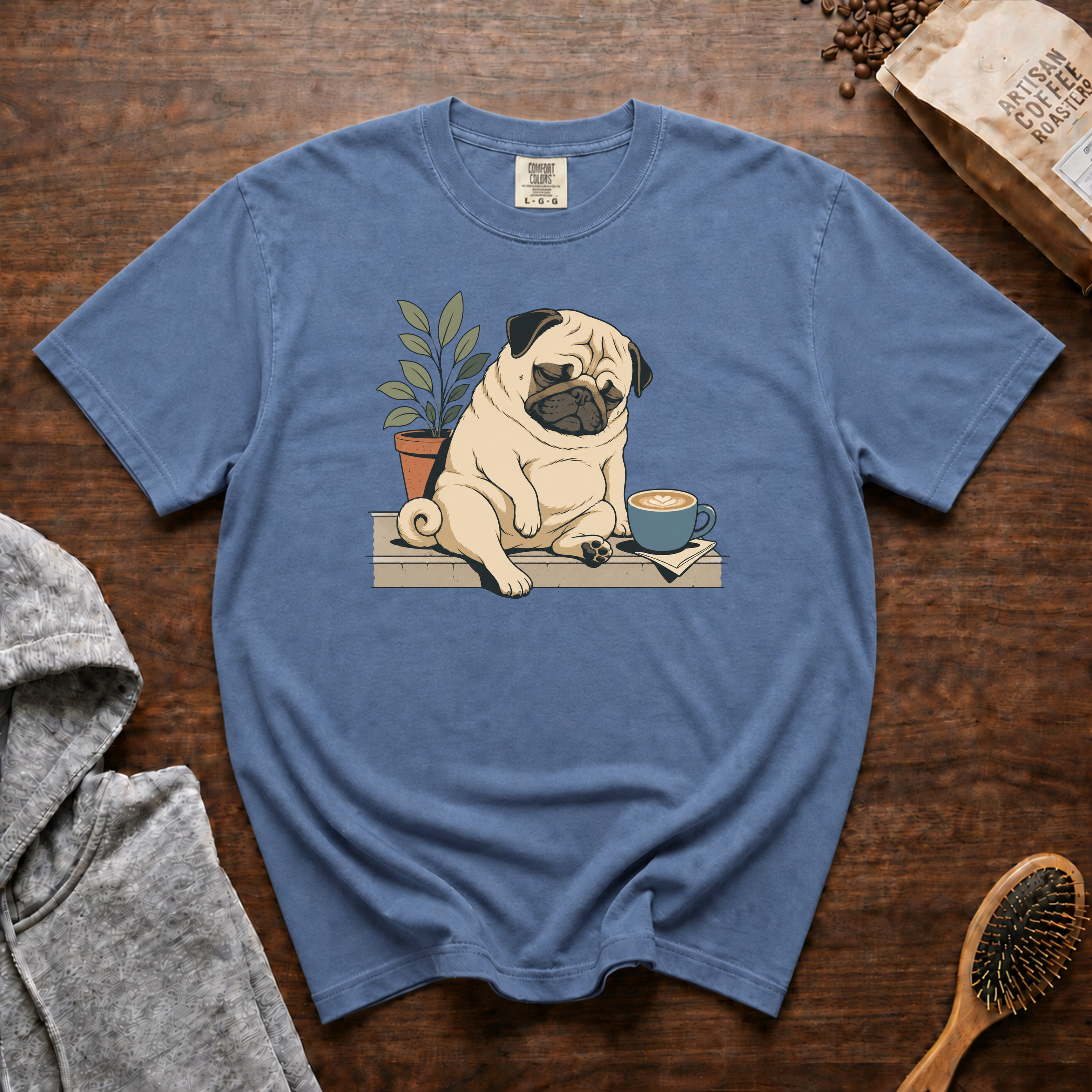 Pug Sleepy Cup Roast T-Shirt | Pug Coffee Lover Tee