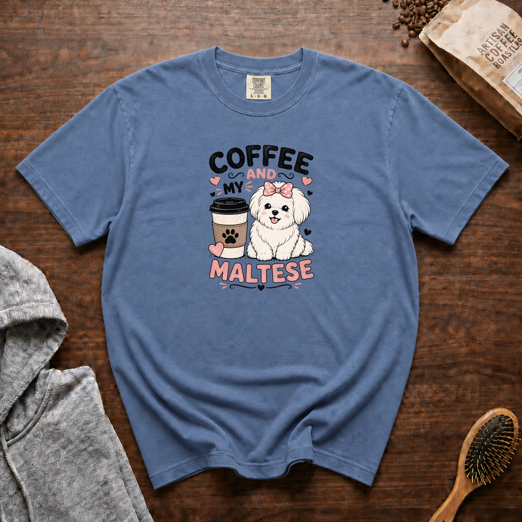 Coffee And My Maltese T-Shirt | Maltese Dog Lover Coffee Tee