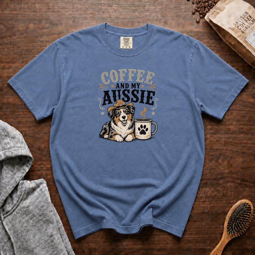 Coffee And My Aussie T-Shirt | Aussie Dog Lover Coffee Tee