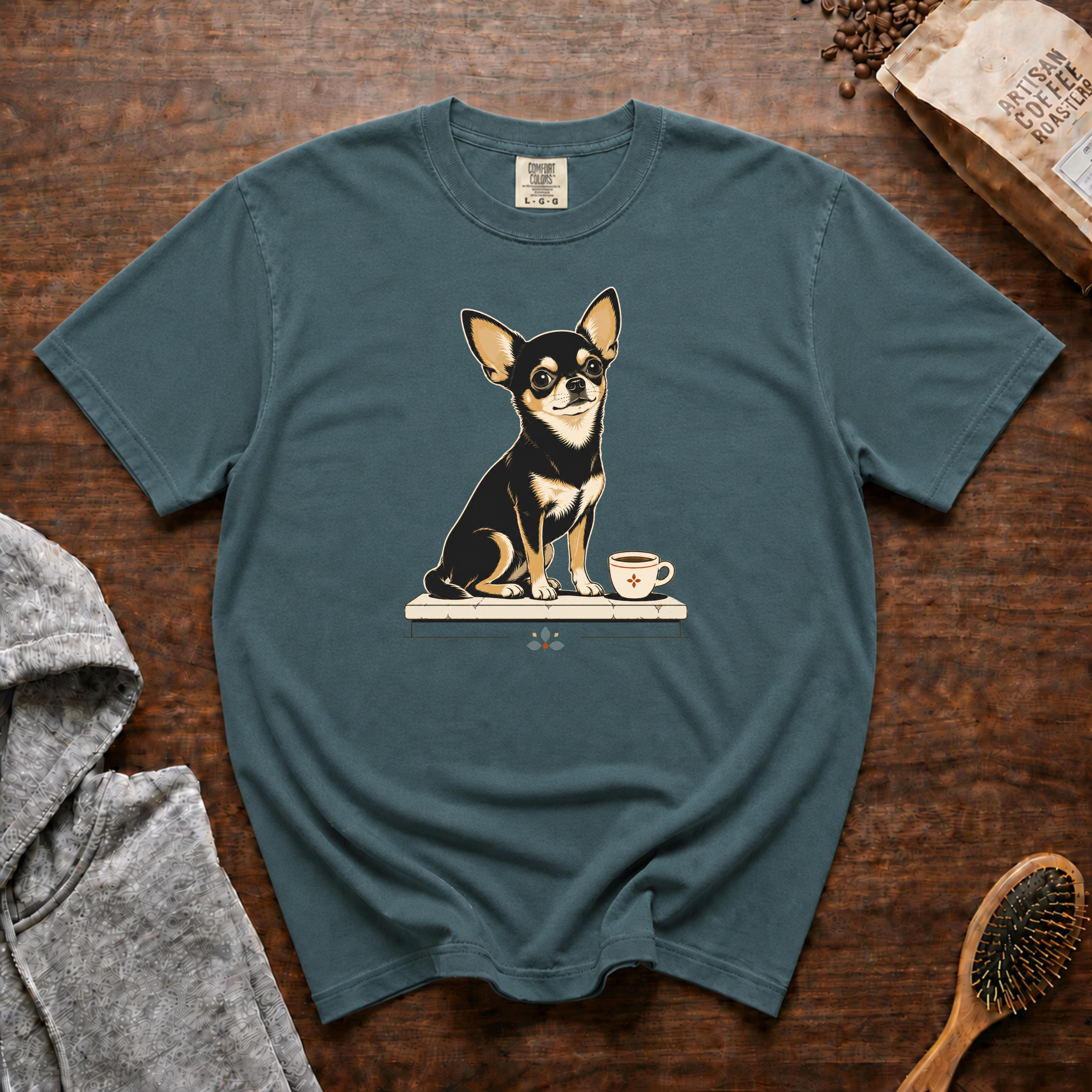 Chihuahua Tiny Roast Big Mood T-Shirt | Chi Coffee Lover Tee