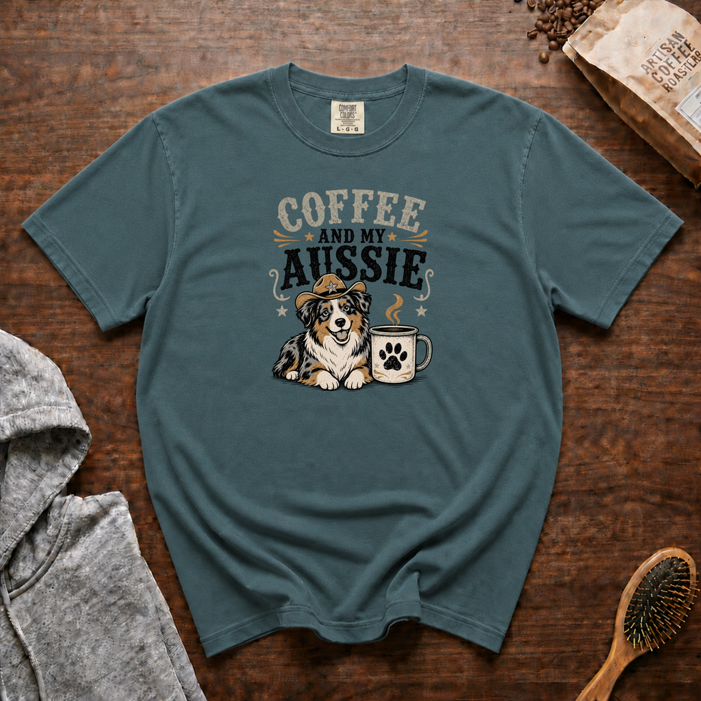 Coffee And My Aussie T-Shirt | Aussie Dog Lover Coffee Tee