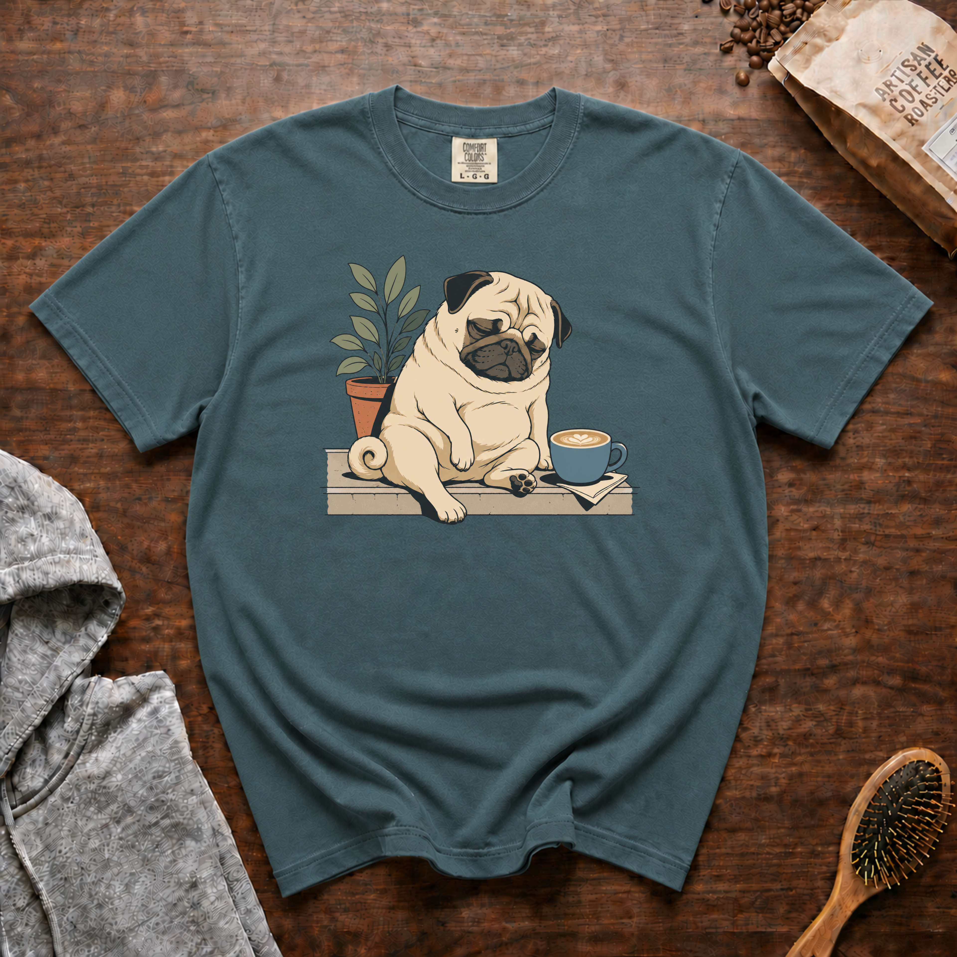 Pug Sleepy Cup Roast T-Shirt | Pug Coffee Lover Tee