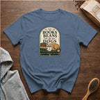 Books Beans And Dogs T-Shirt — Blue Jean