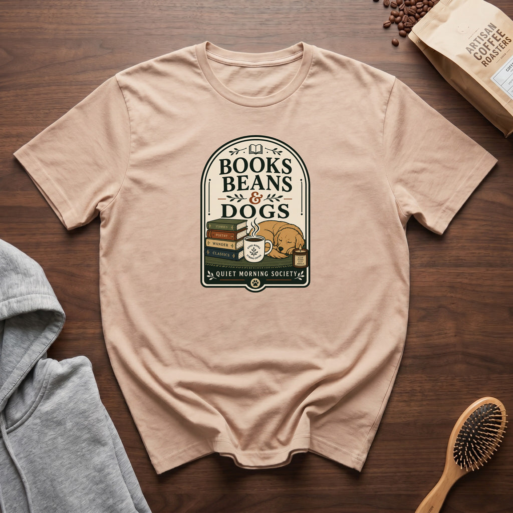 Books Beans And Dogs T-Shirt — Ivory