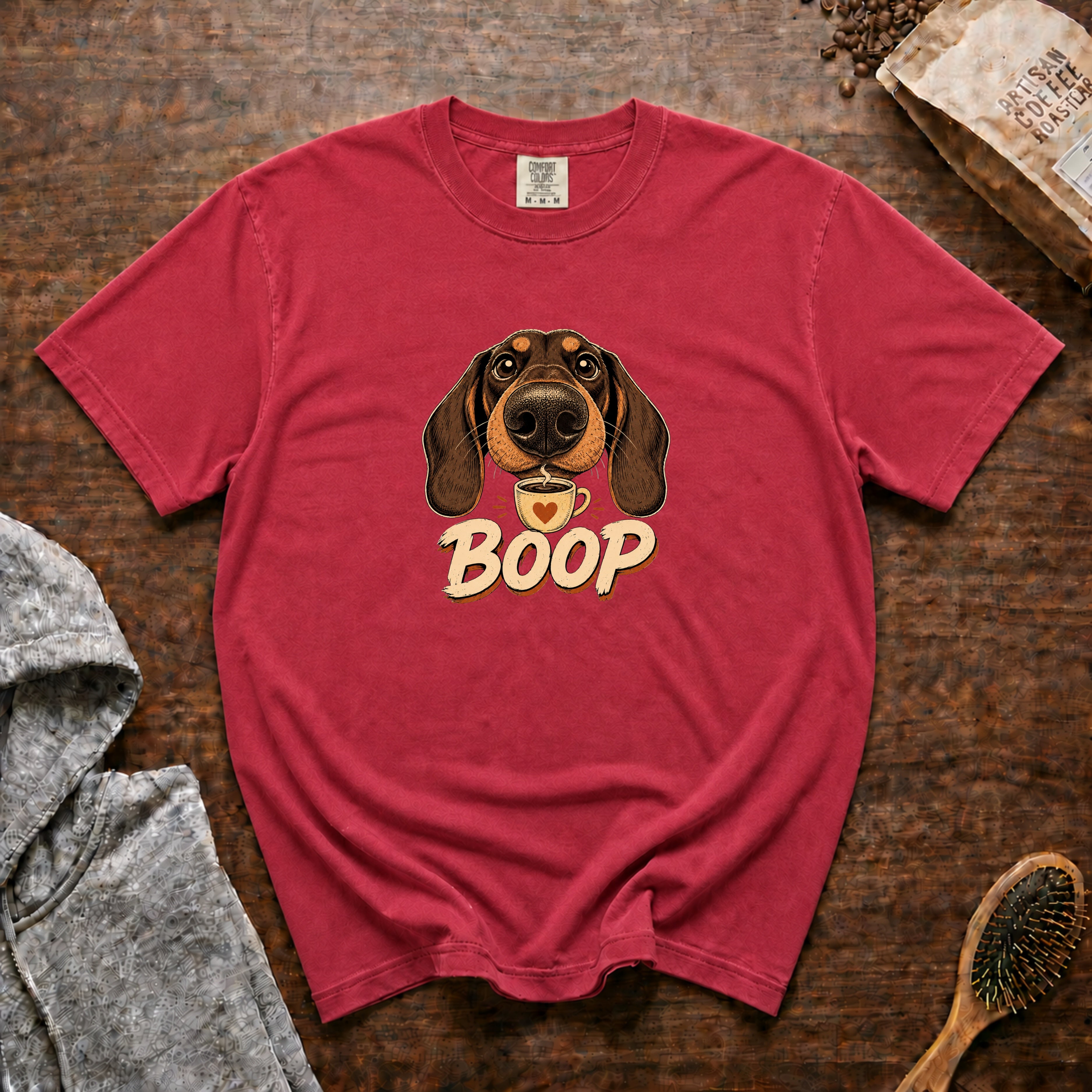 Boop Dachshund T-Shirt — Crimson