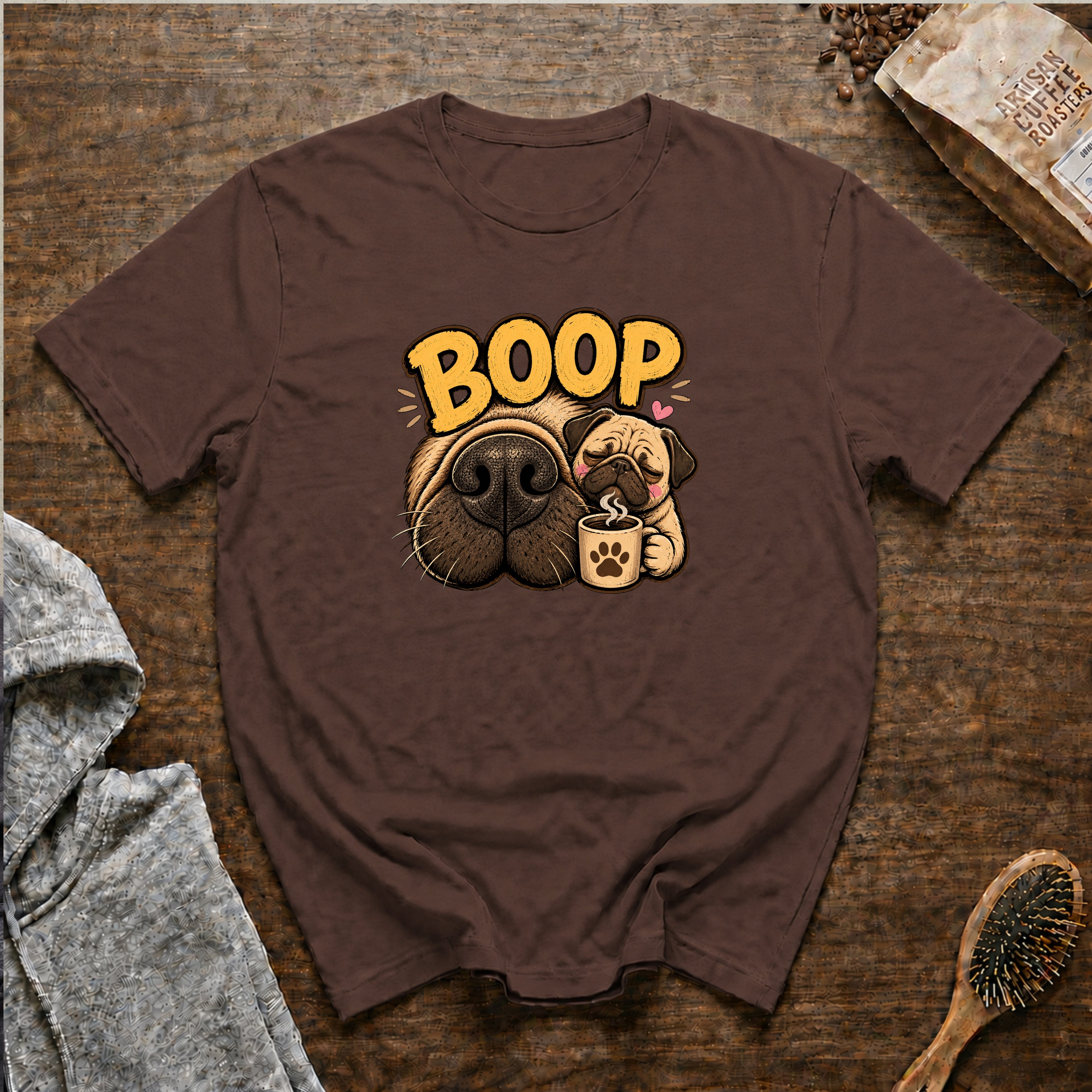 Boop Pug T-Shirt — Espresso