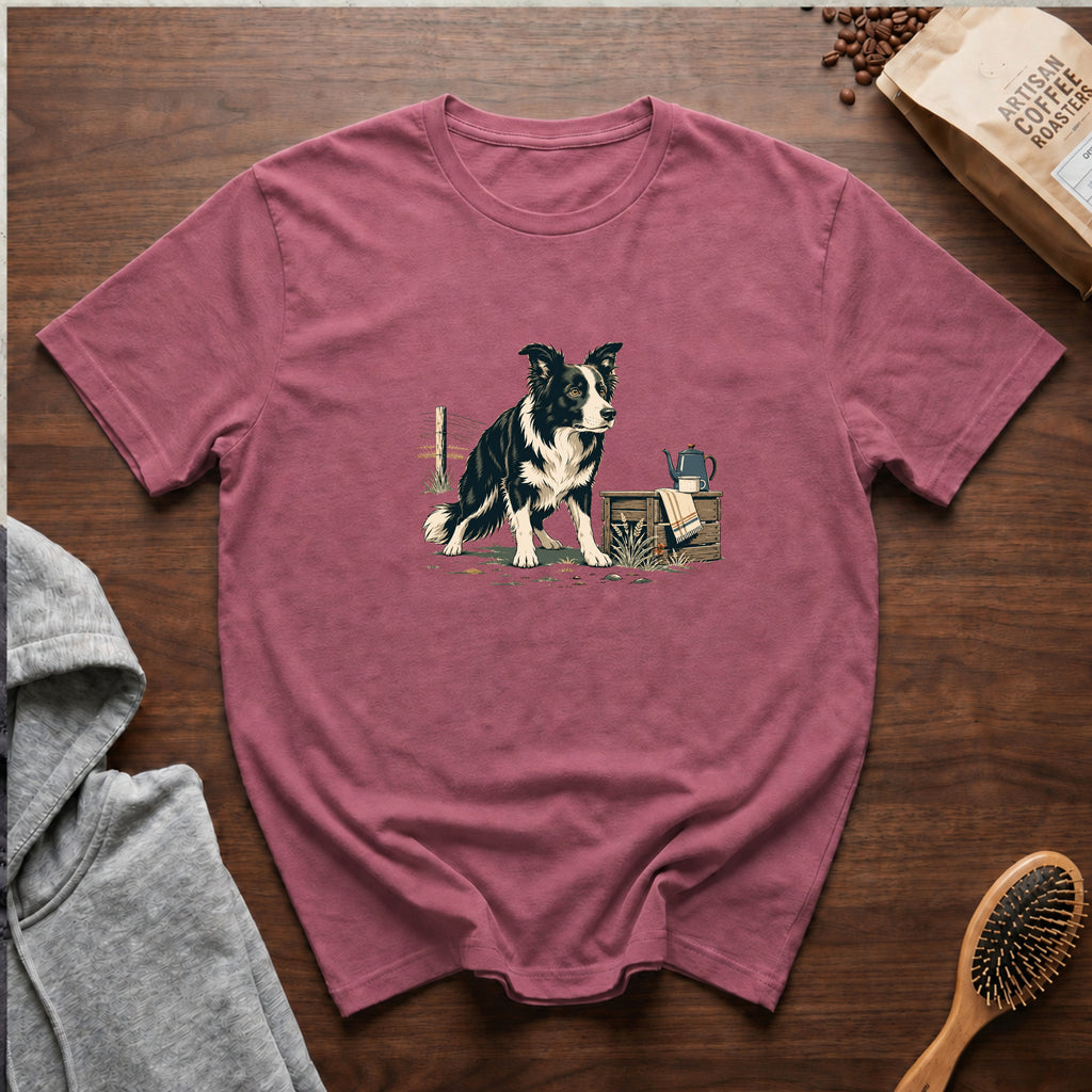 Border Collie Focus Pour Over T-Shirt — Berry