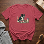 Border Collie Focus Pour Over T-Shirt — Crimson
