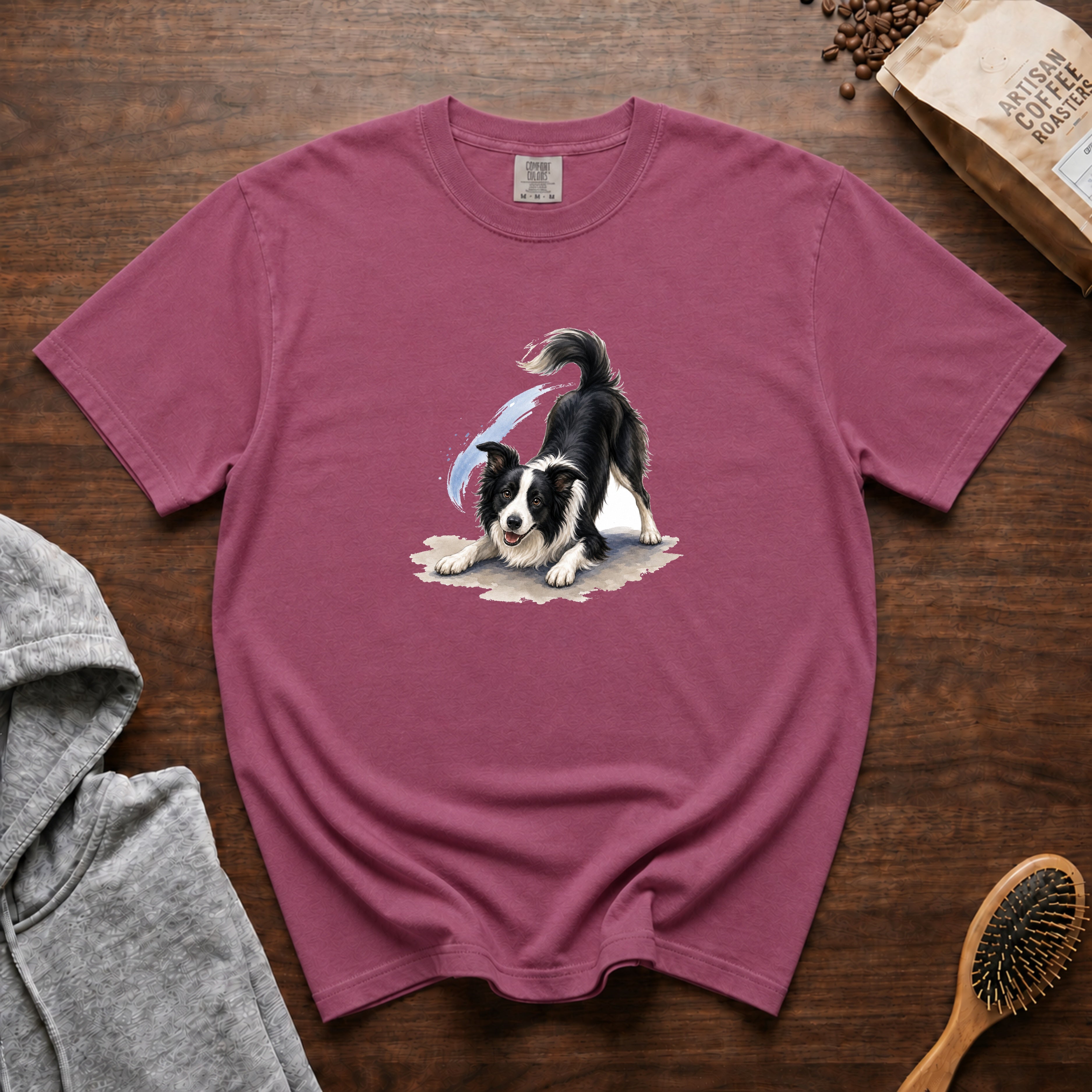 Border Collie Ready T-Shirt — Berry
