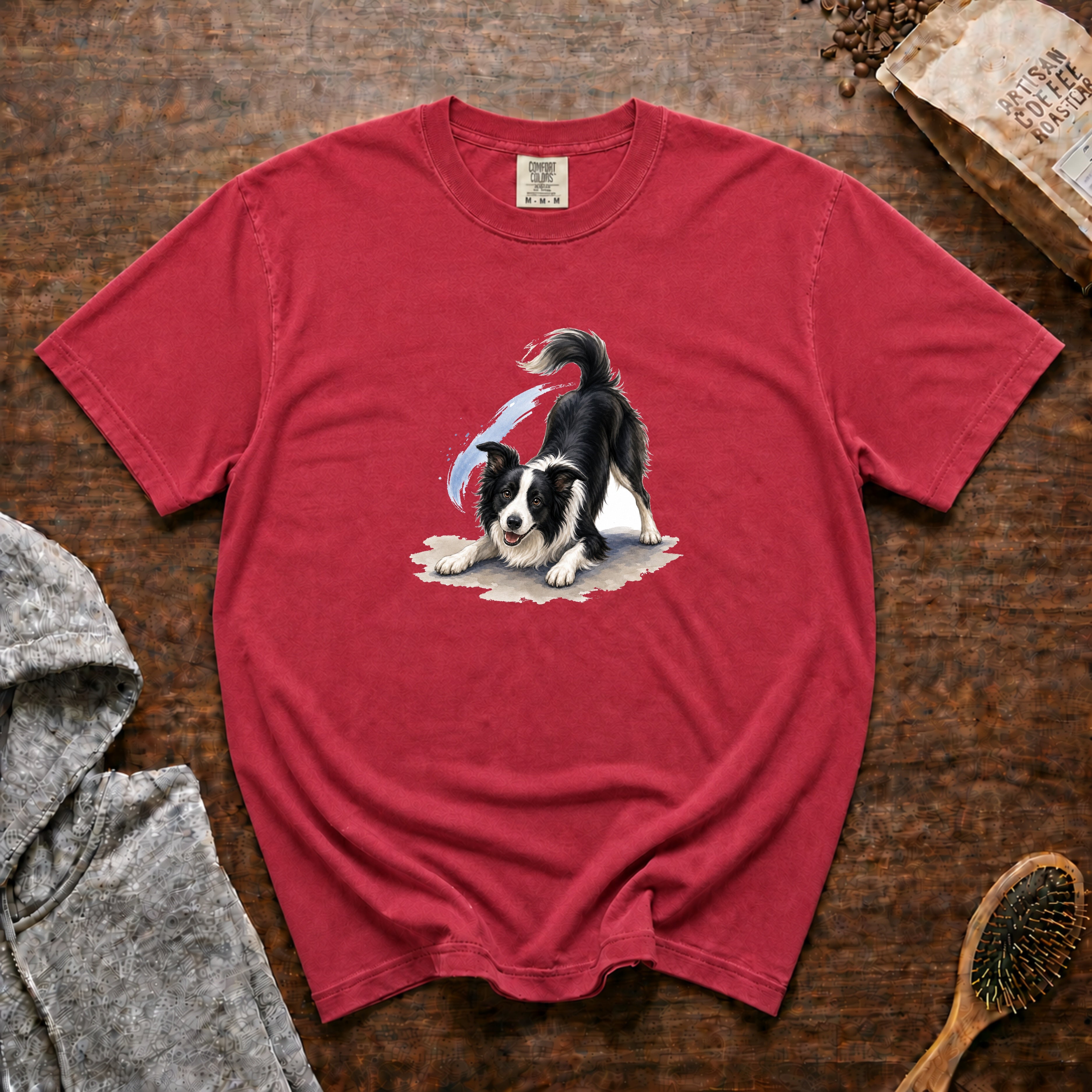 Border Collie Ready T-Shirt — Crimson