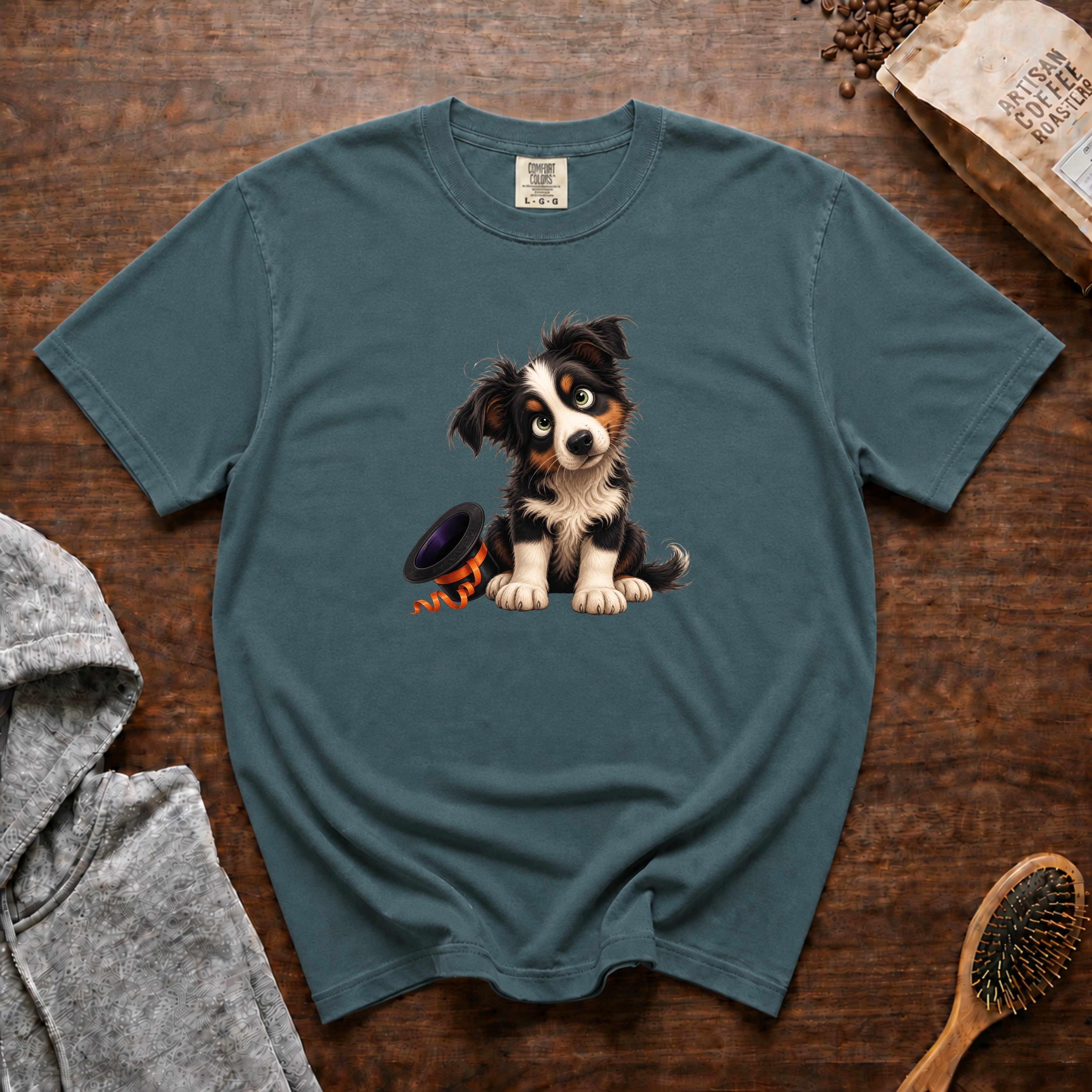 Border Collie T-Shirt — Blue Spruce