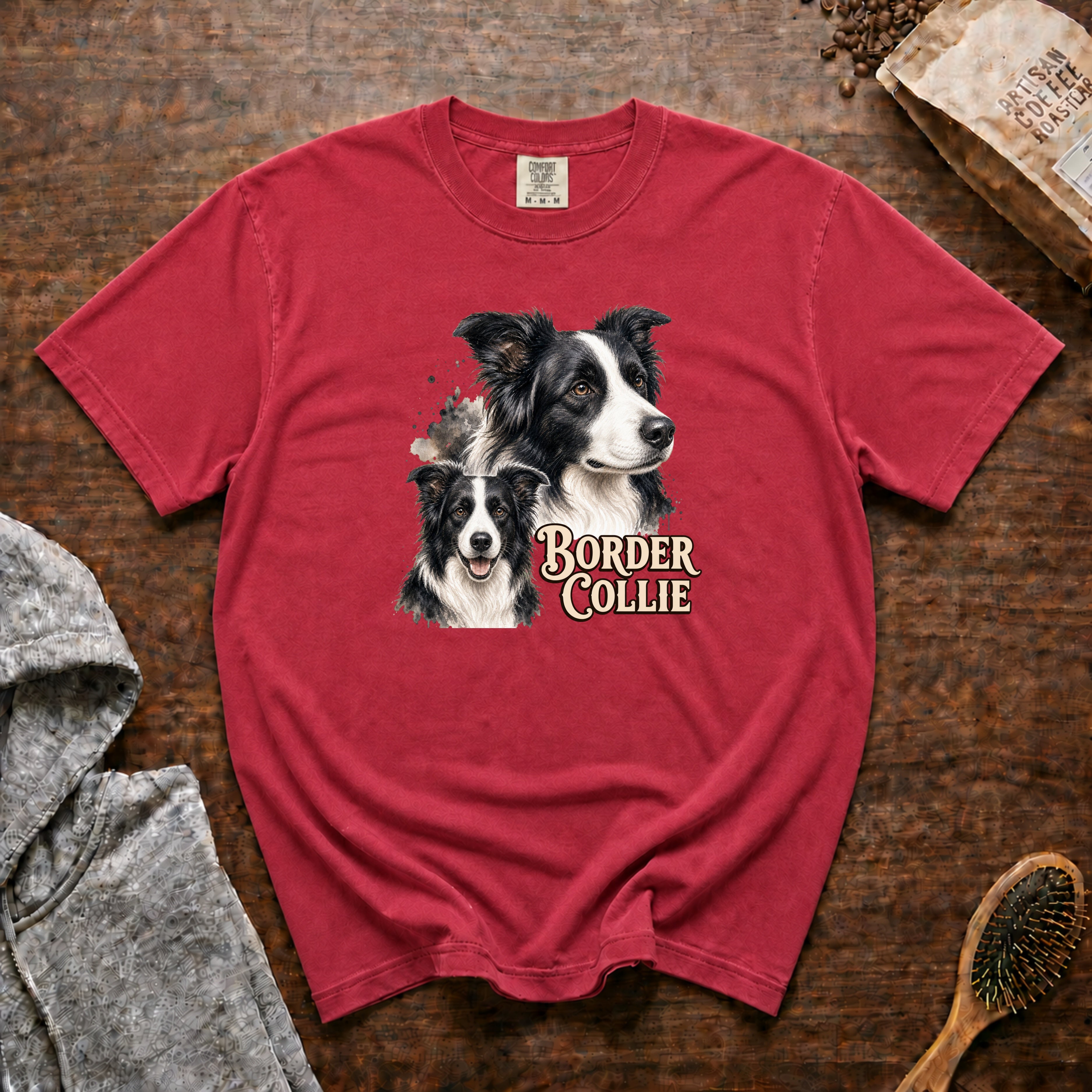 Border Collie T-Shirt — Crimson