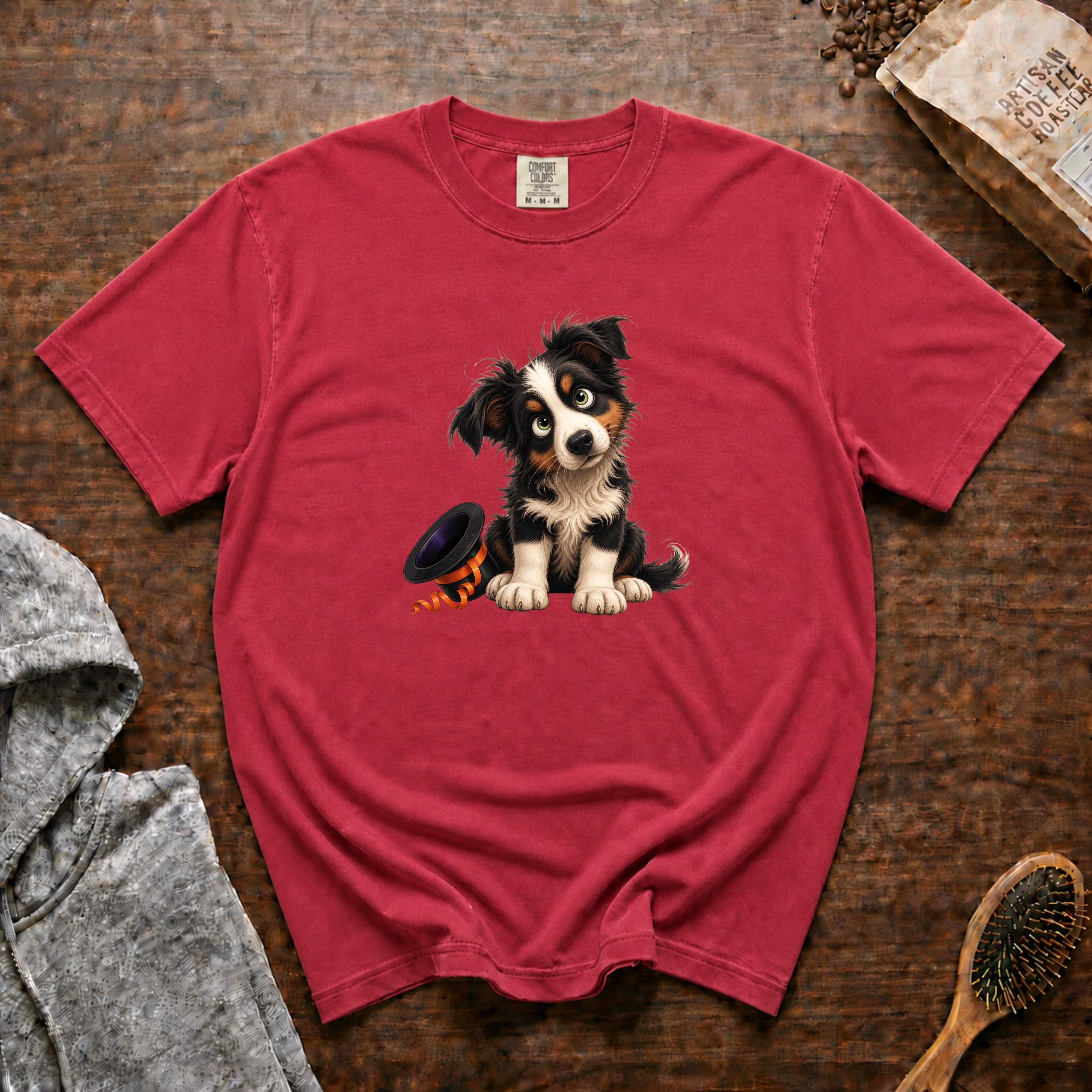 Border Collie T-Shirt — Crimson
