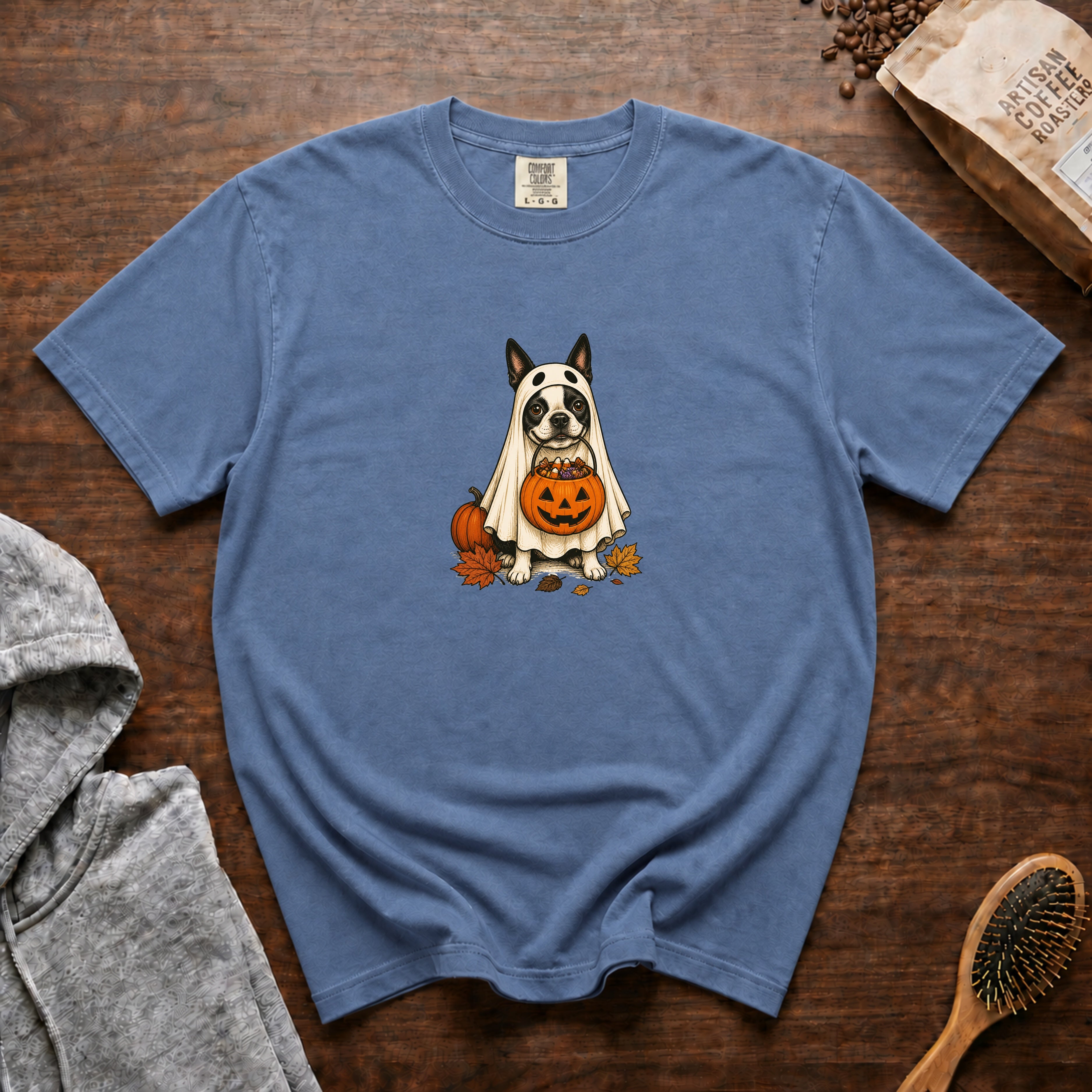 Boston Terrier Halloween T-Shirt — Blue Jean