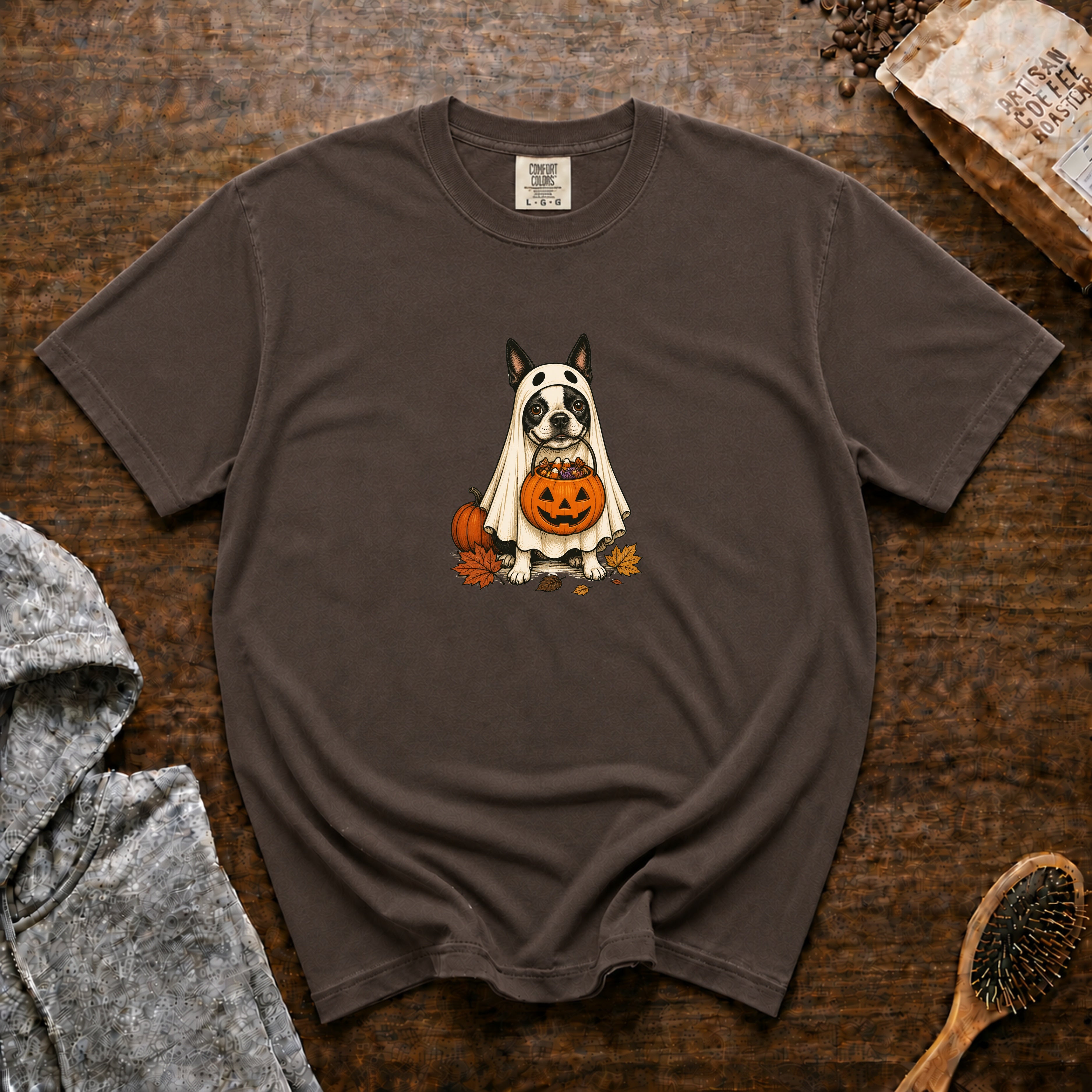 Boston Terrier Halloween T-Shirt — Espresso