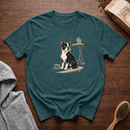 Boston Terrier Sidewalk Espresso T-Shirt — Blue Spruce