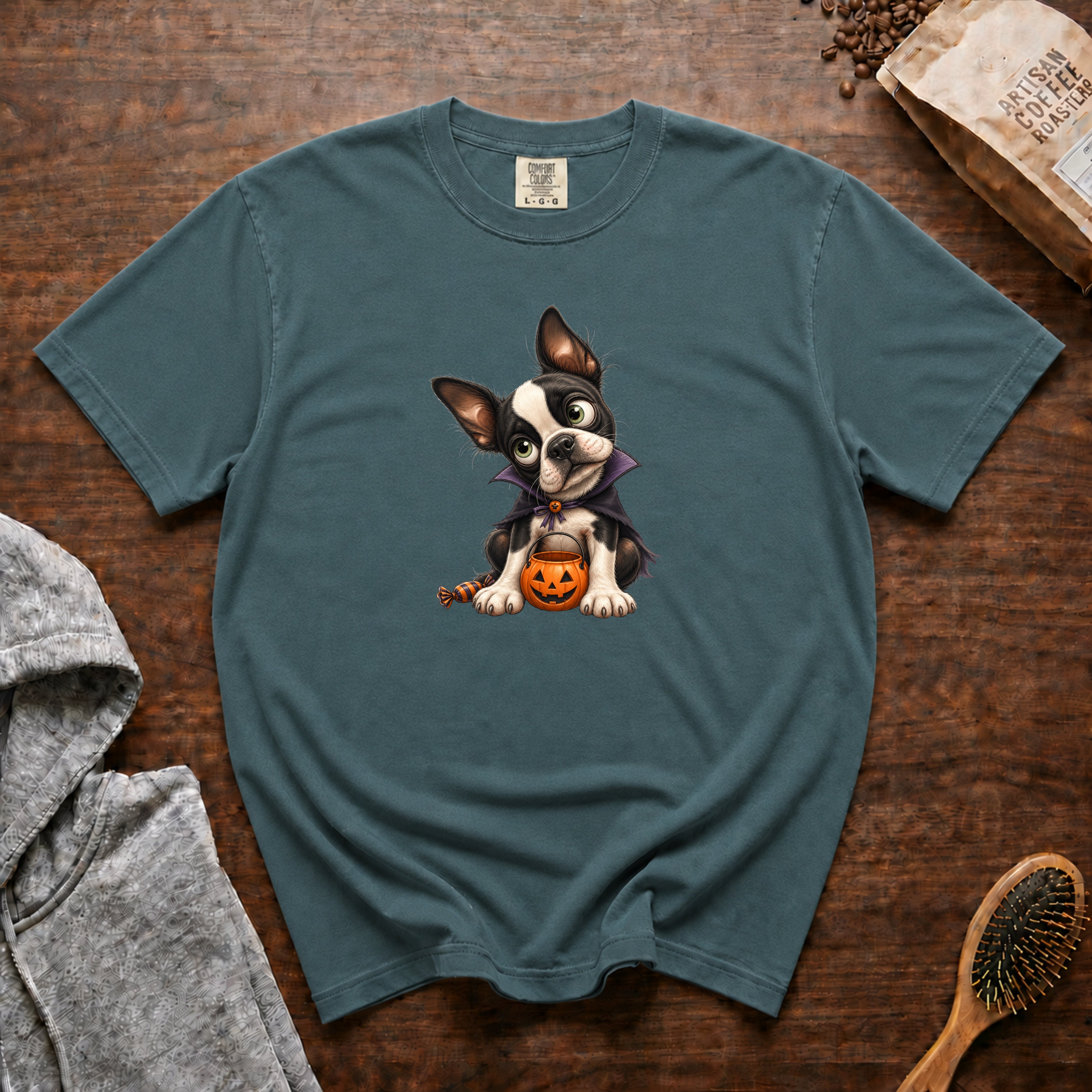 Boston Terrier T-Shirt — Blue Spruce