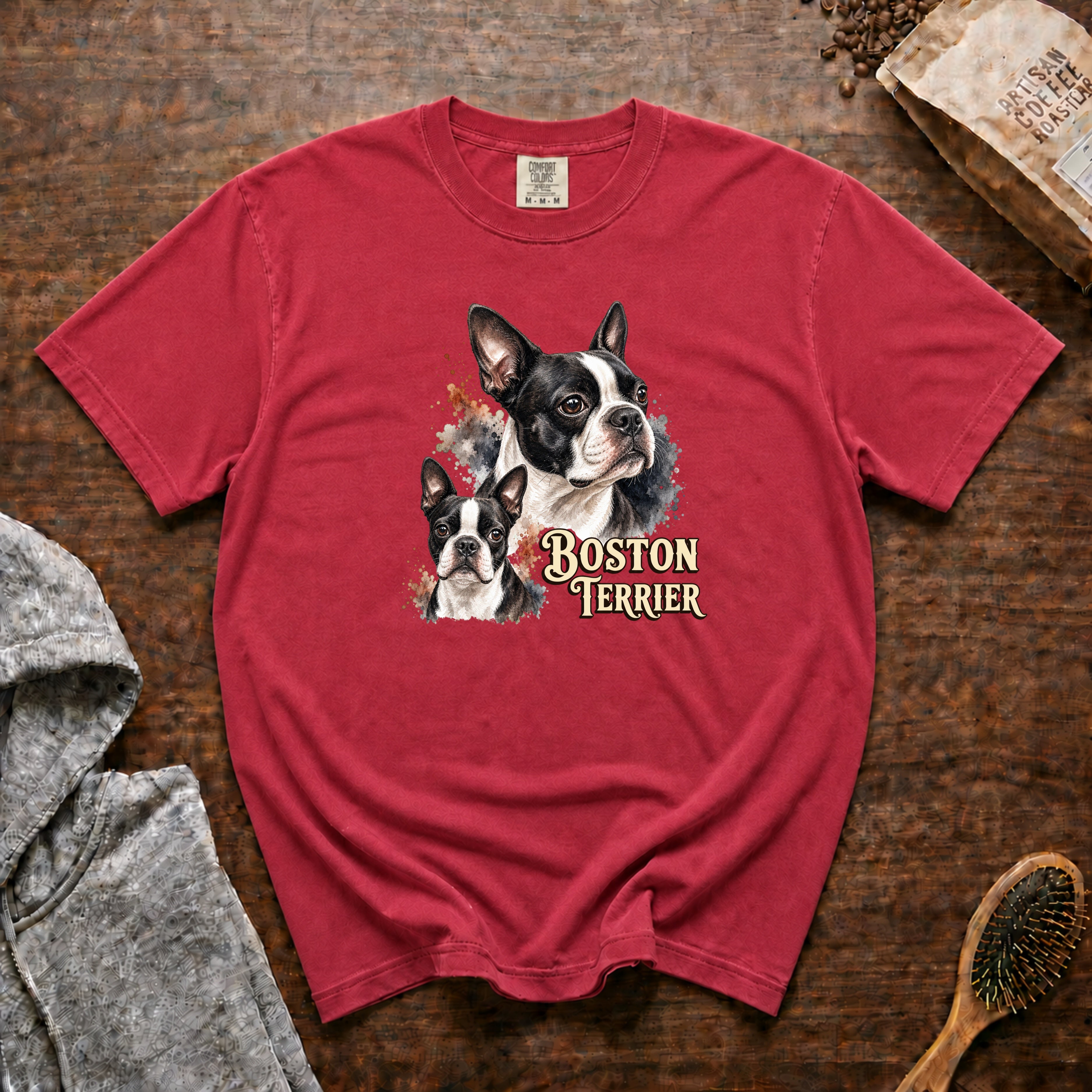 Boston Terrier T-Shirt — Crimson