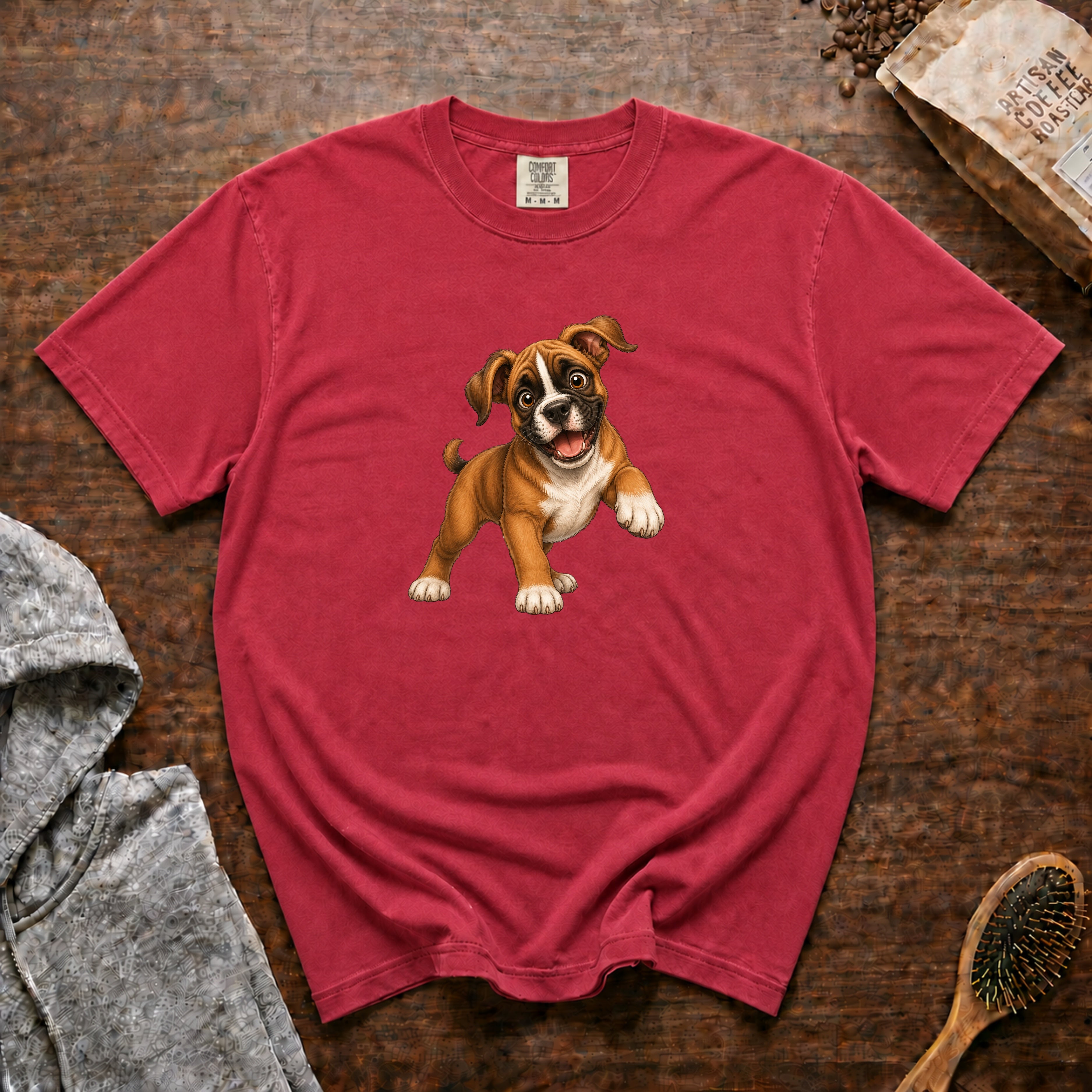 Boxer Wiggle 1 T-Shirt — Crimson