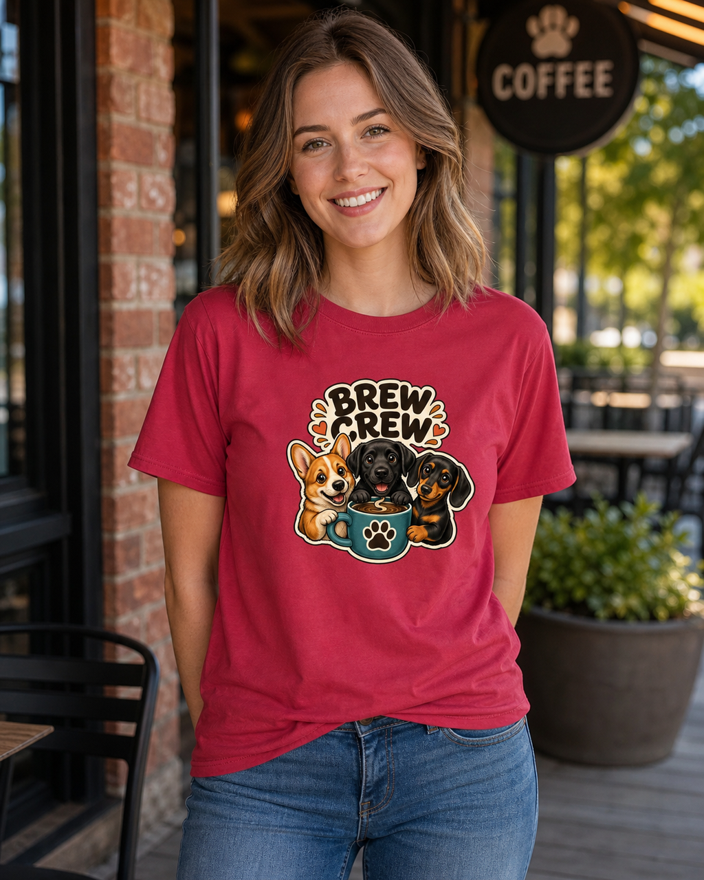 Brew Crew T-Shirt | Dog Coffee Lover Funny Tee