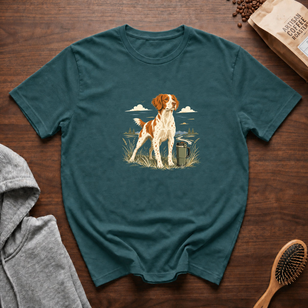 Brittany Field Mug Morning T-Shirt — Blue Spruce