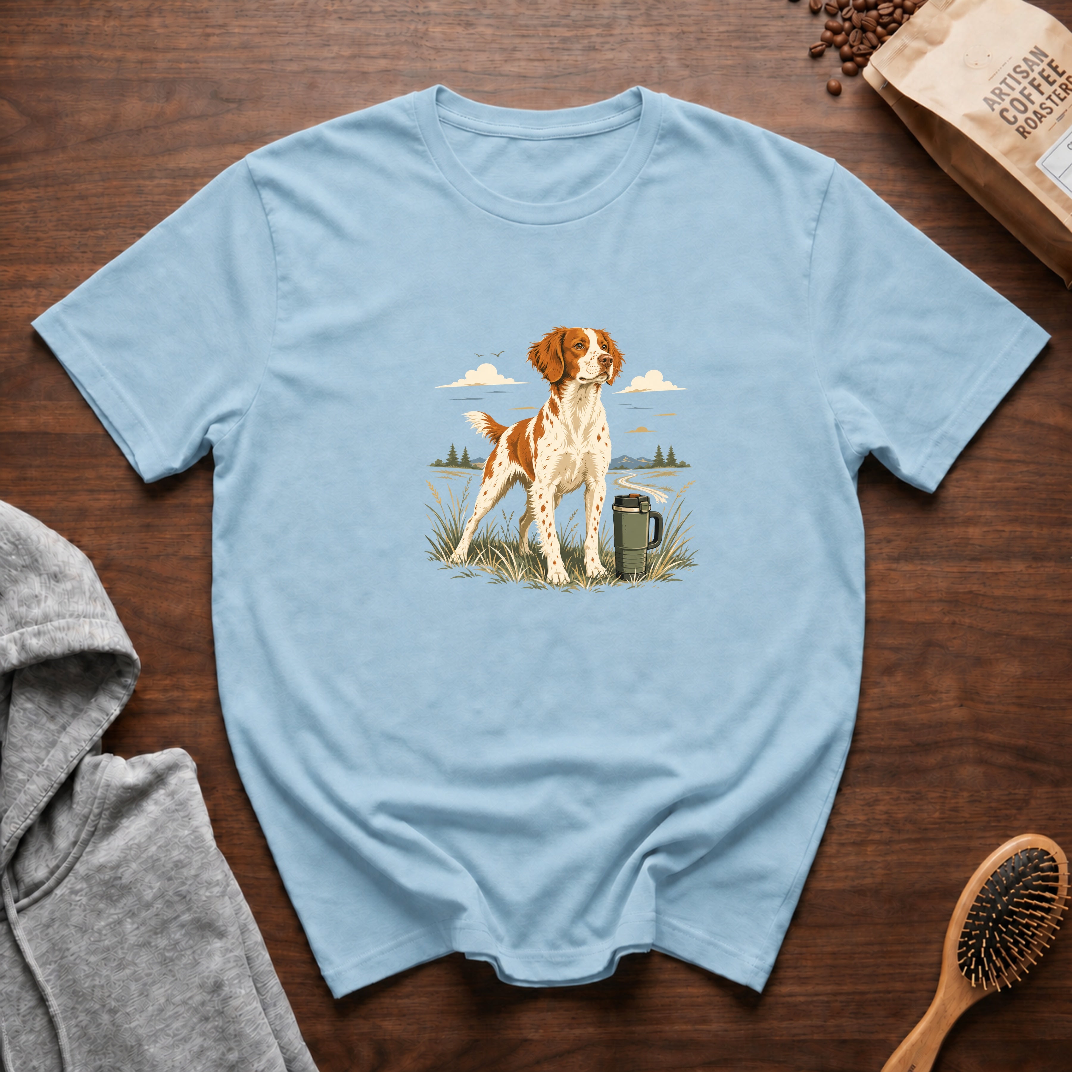 Brittany Field Mug Morning T-Shirt — Chambray