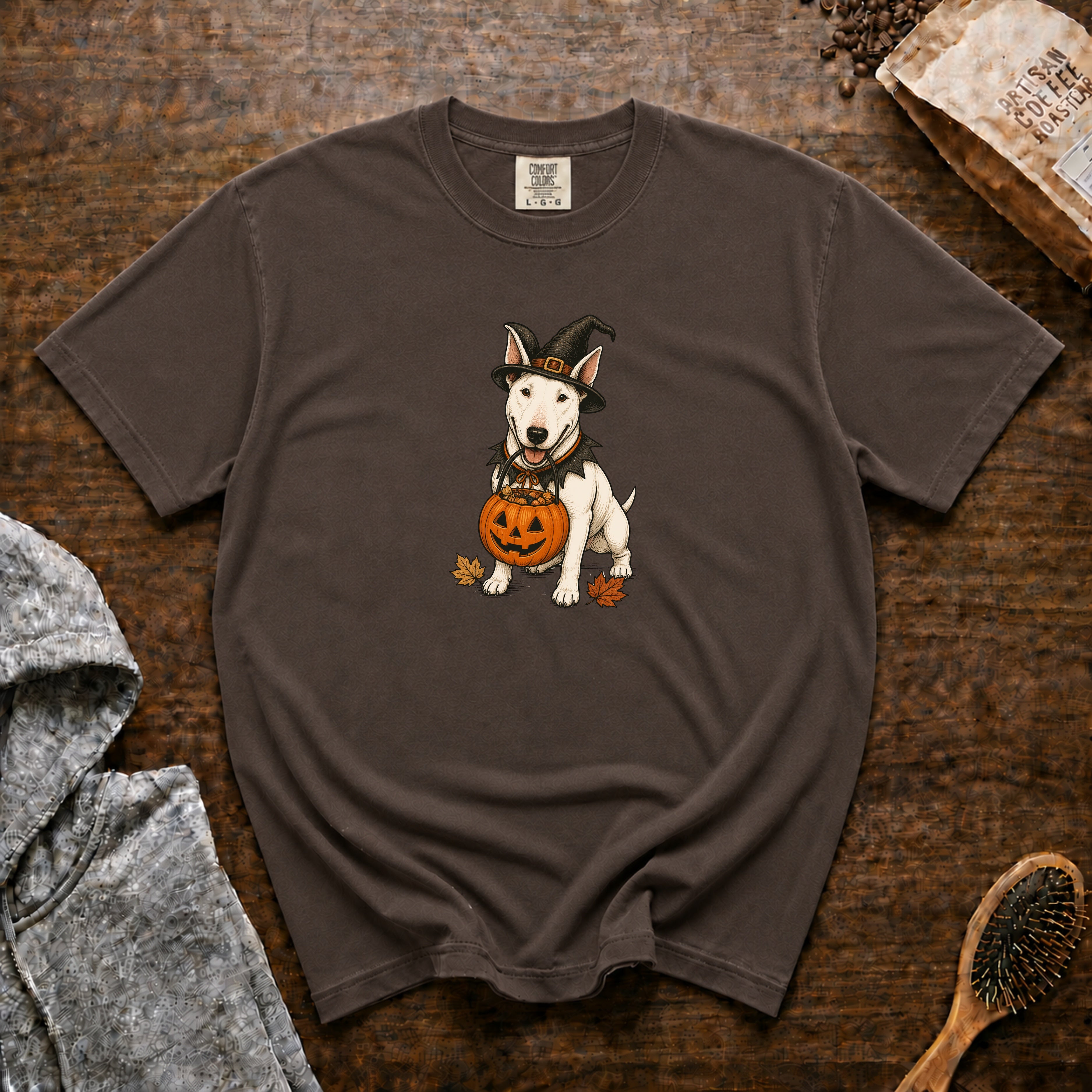 Bull Terrier Halloween T-Shirt — Espresso