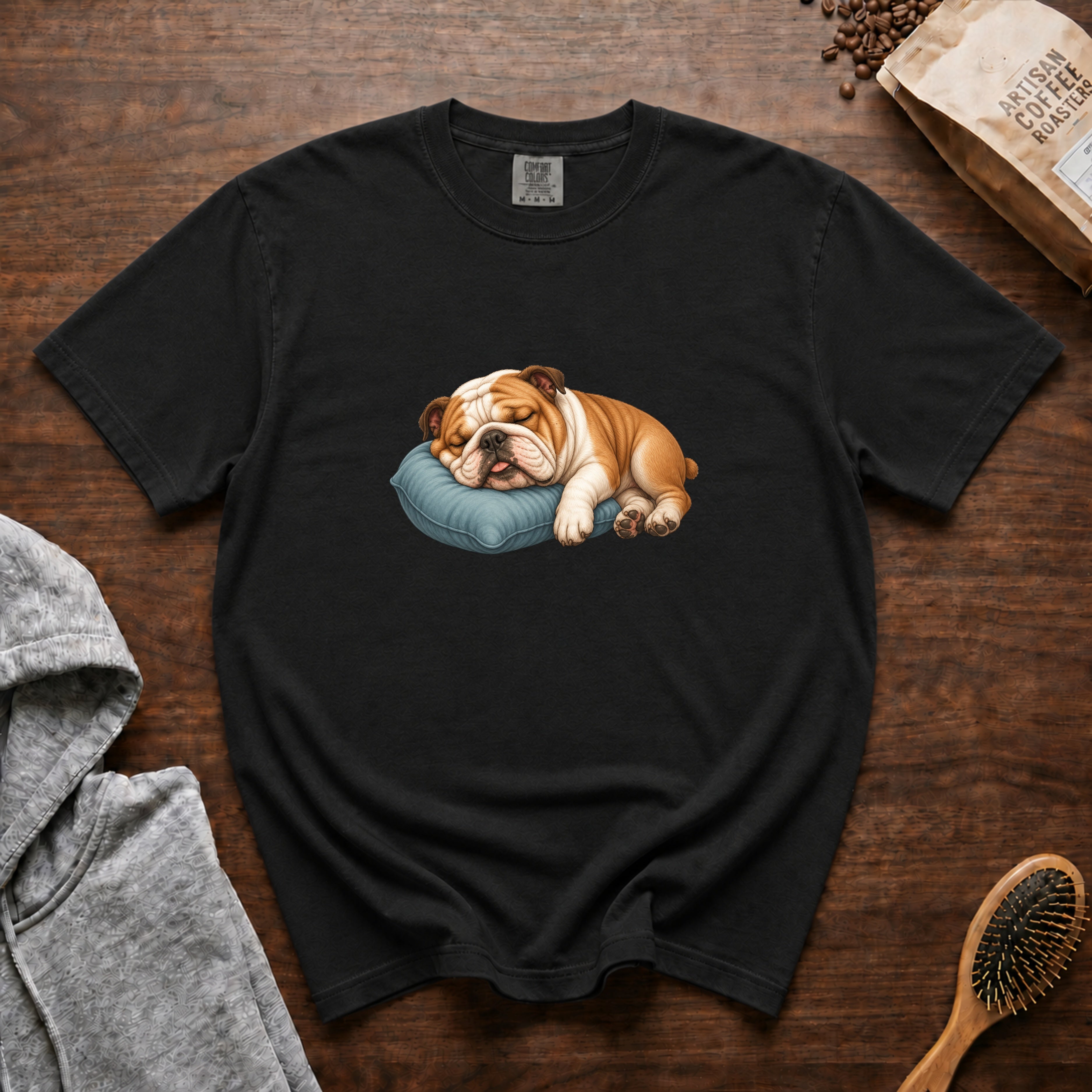 Bulldog Nap Time T-Shirt — Black