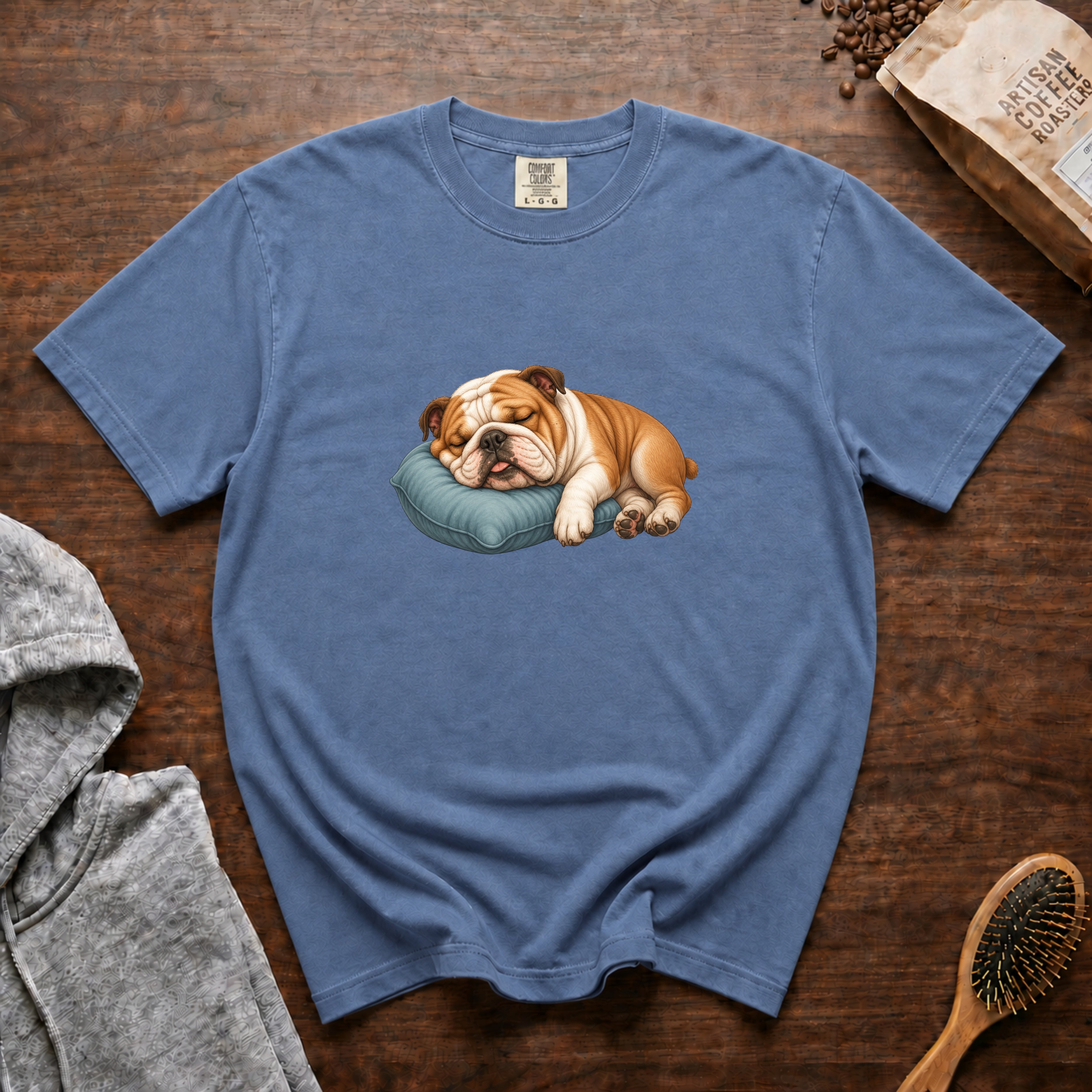Bulldog Nap Time T-Shirt — Blue Jean