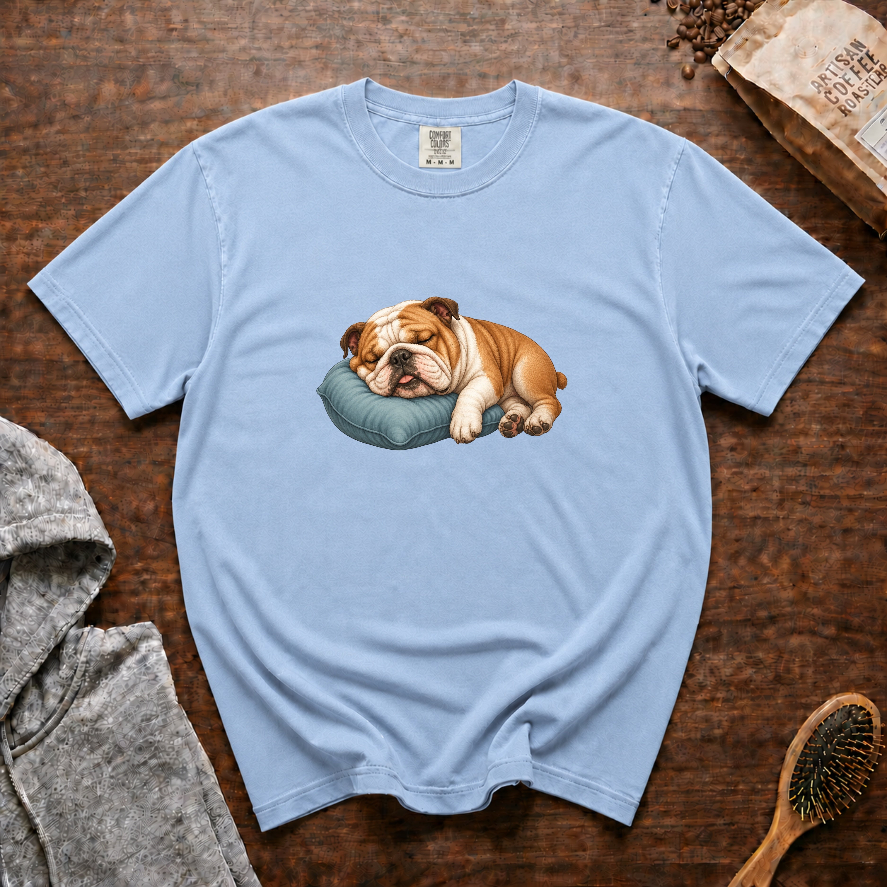 Bulldog Nap Time T-Shirt — Chambray
