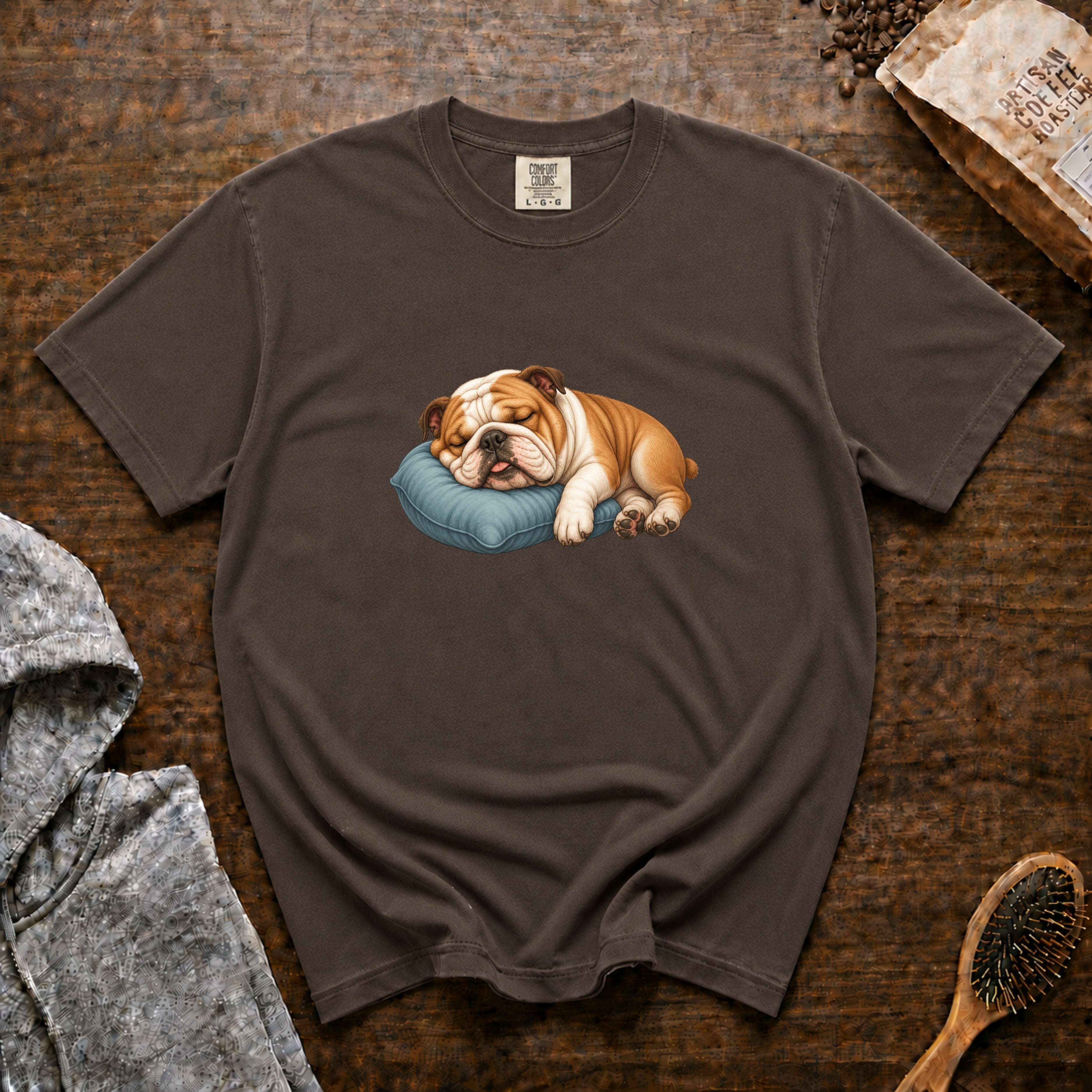 Bulldog Nap Time T-Shirt — Espresso