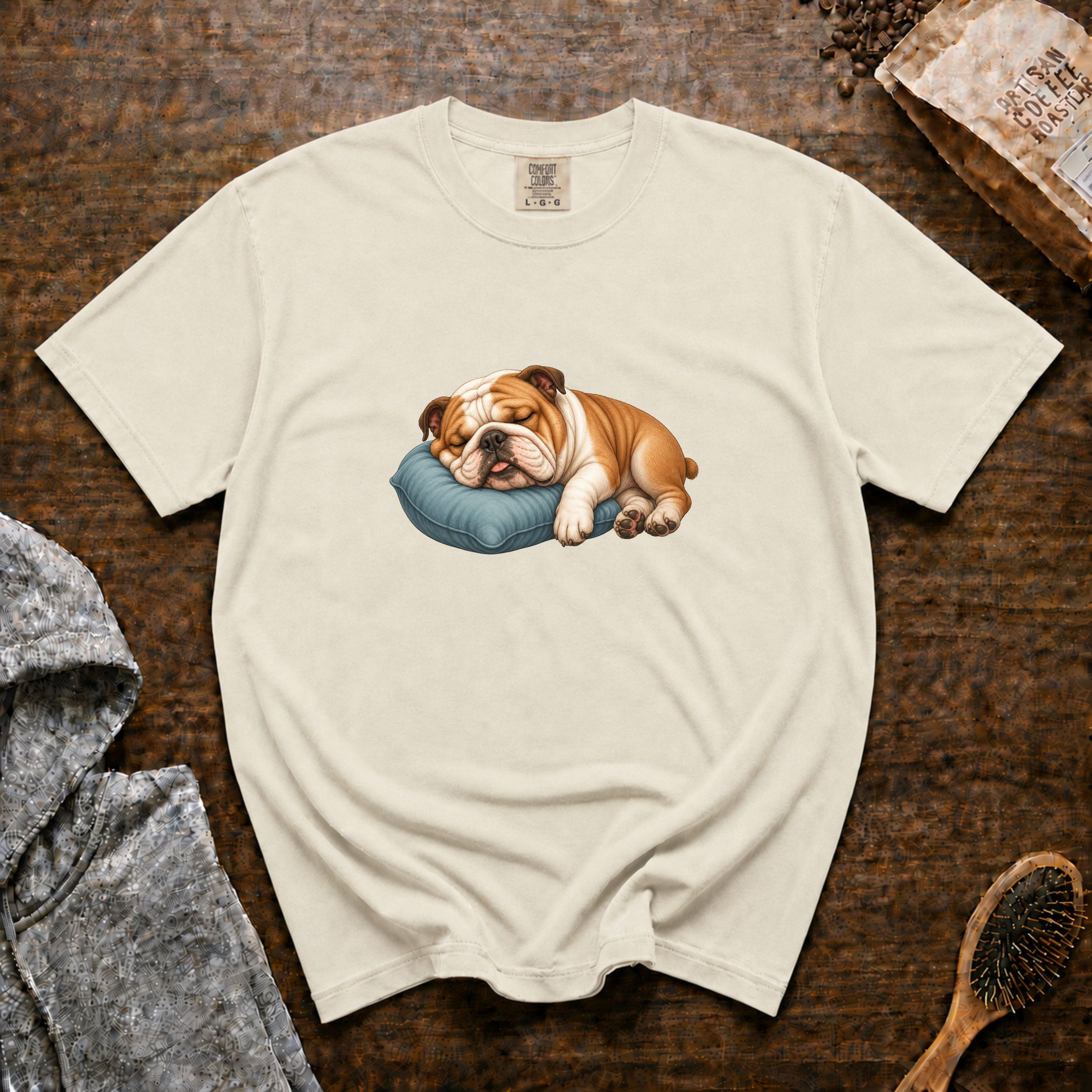 Bulldog Nap Time T-Shirt — Ivory