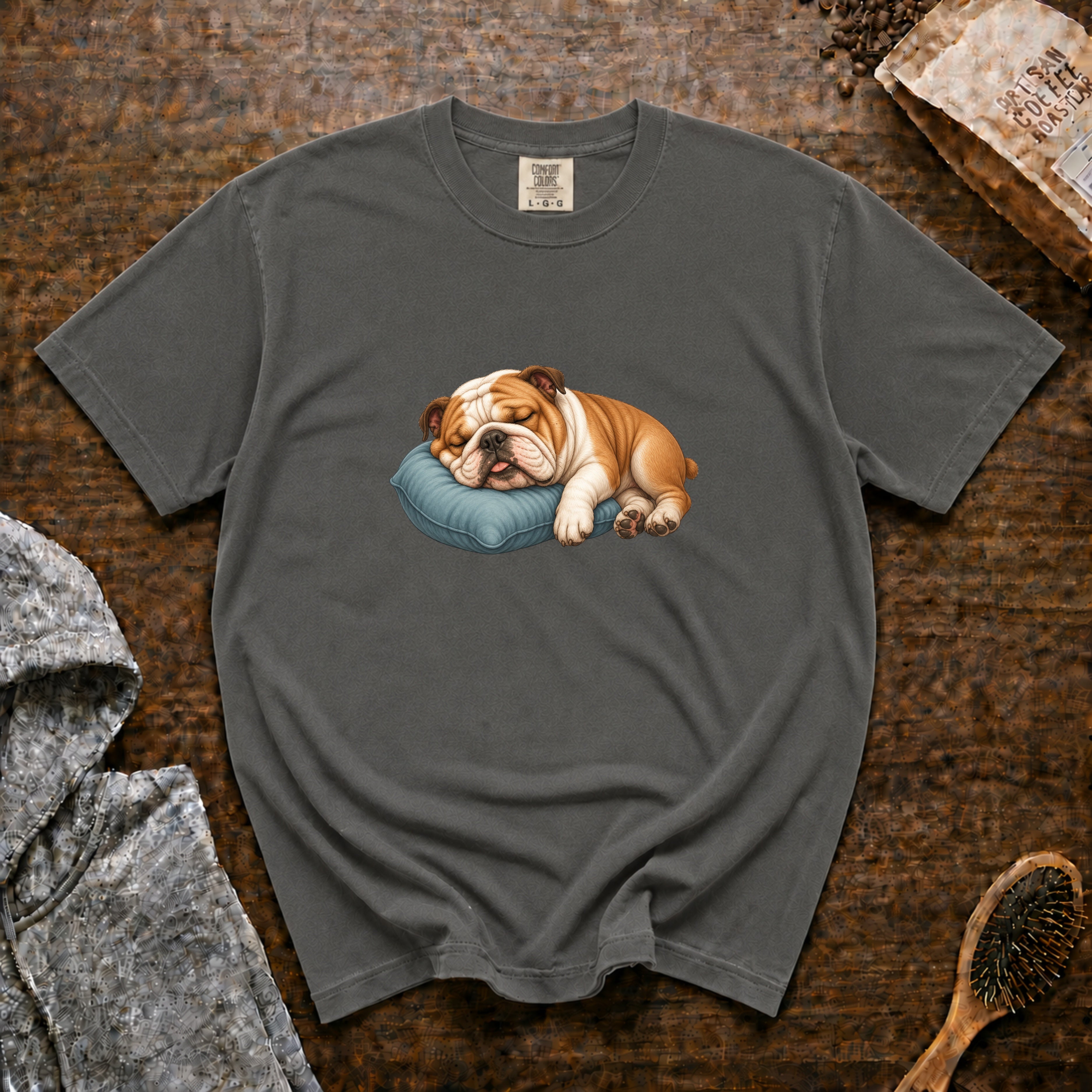 Bulldog Nap Time T-Shirt — Pepper
