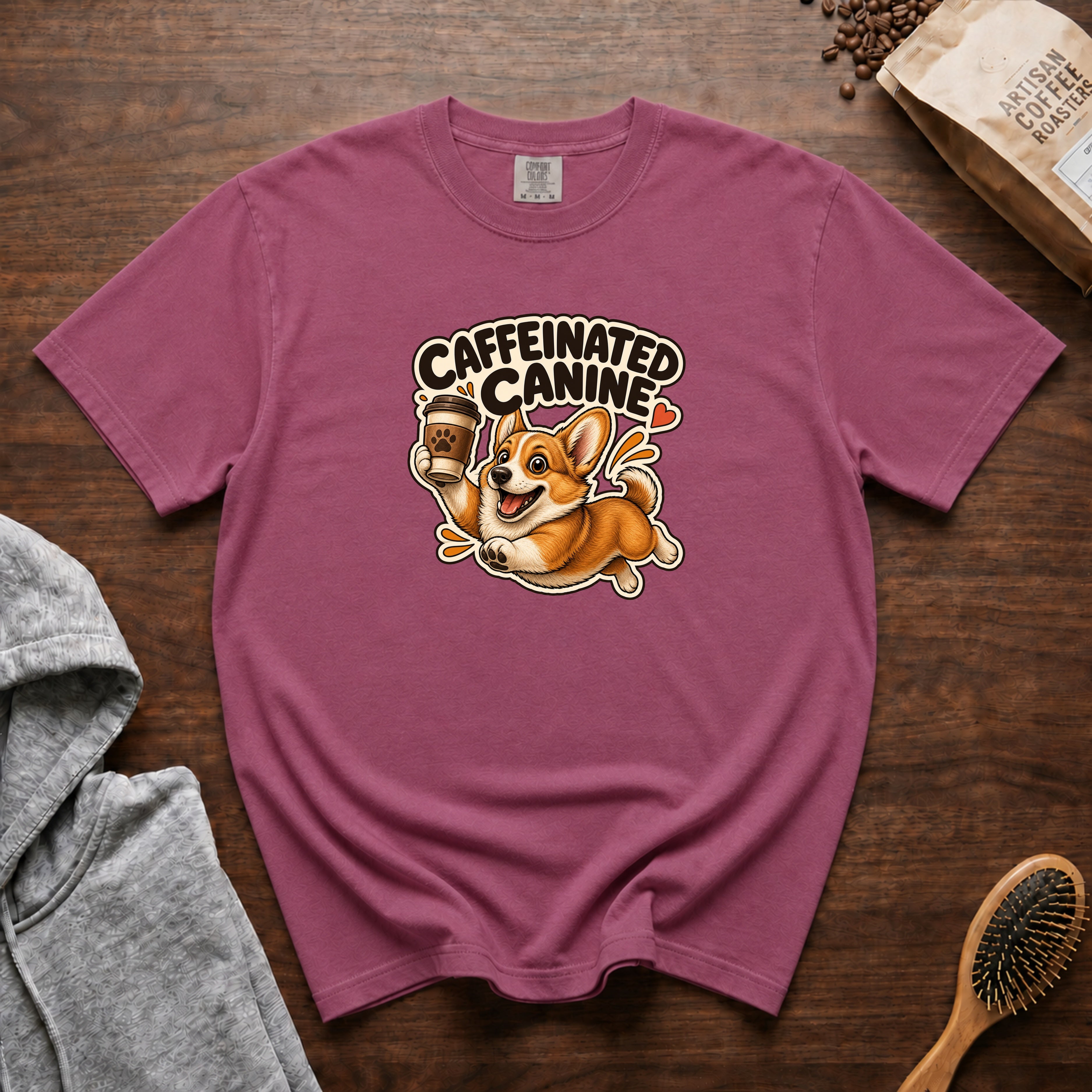 Caffeinated Canine T-Shirt — Berry
