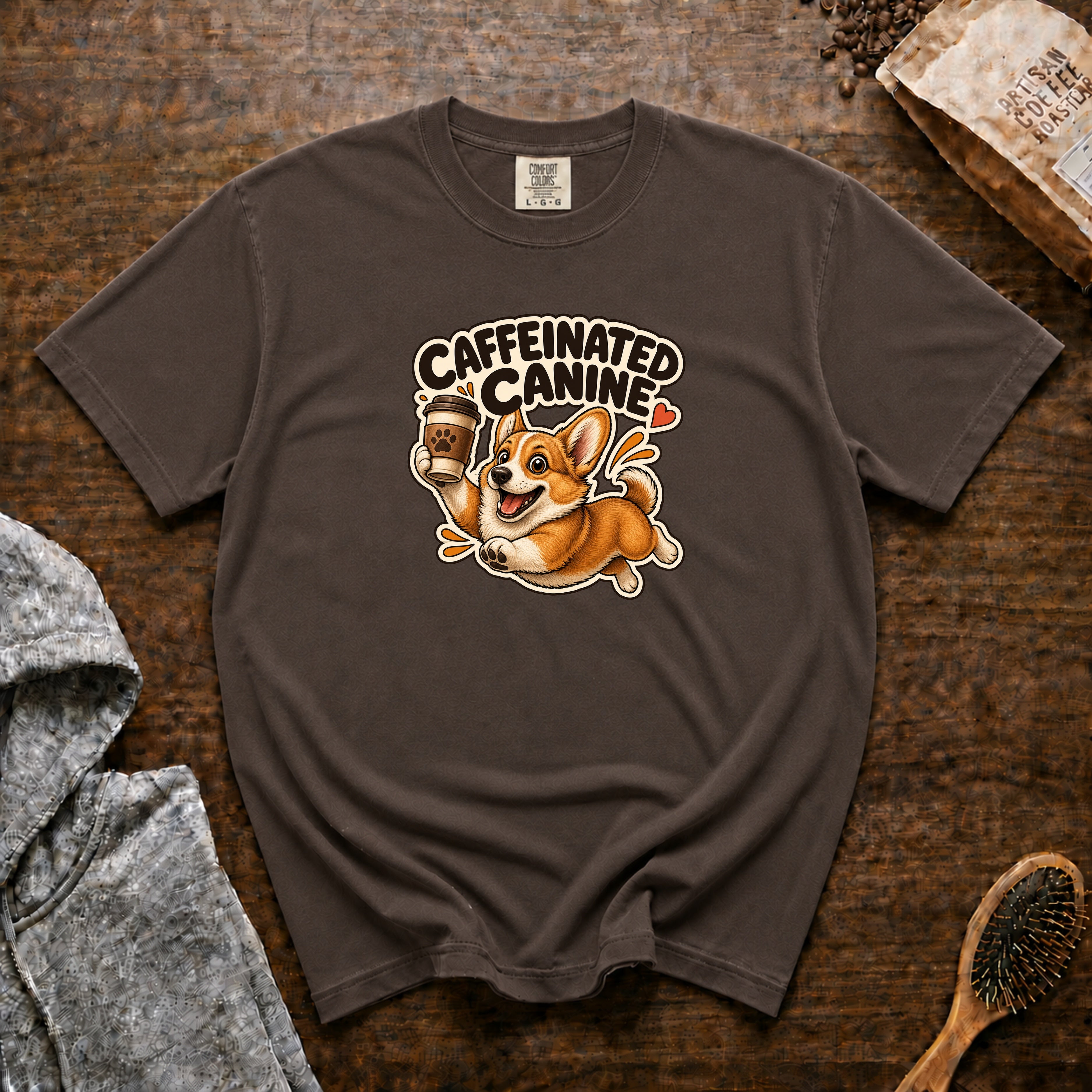 Caffeinated Canine T-Shirt — Espresso