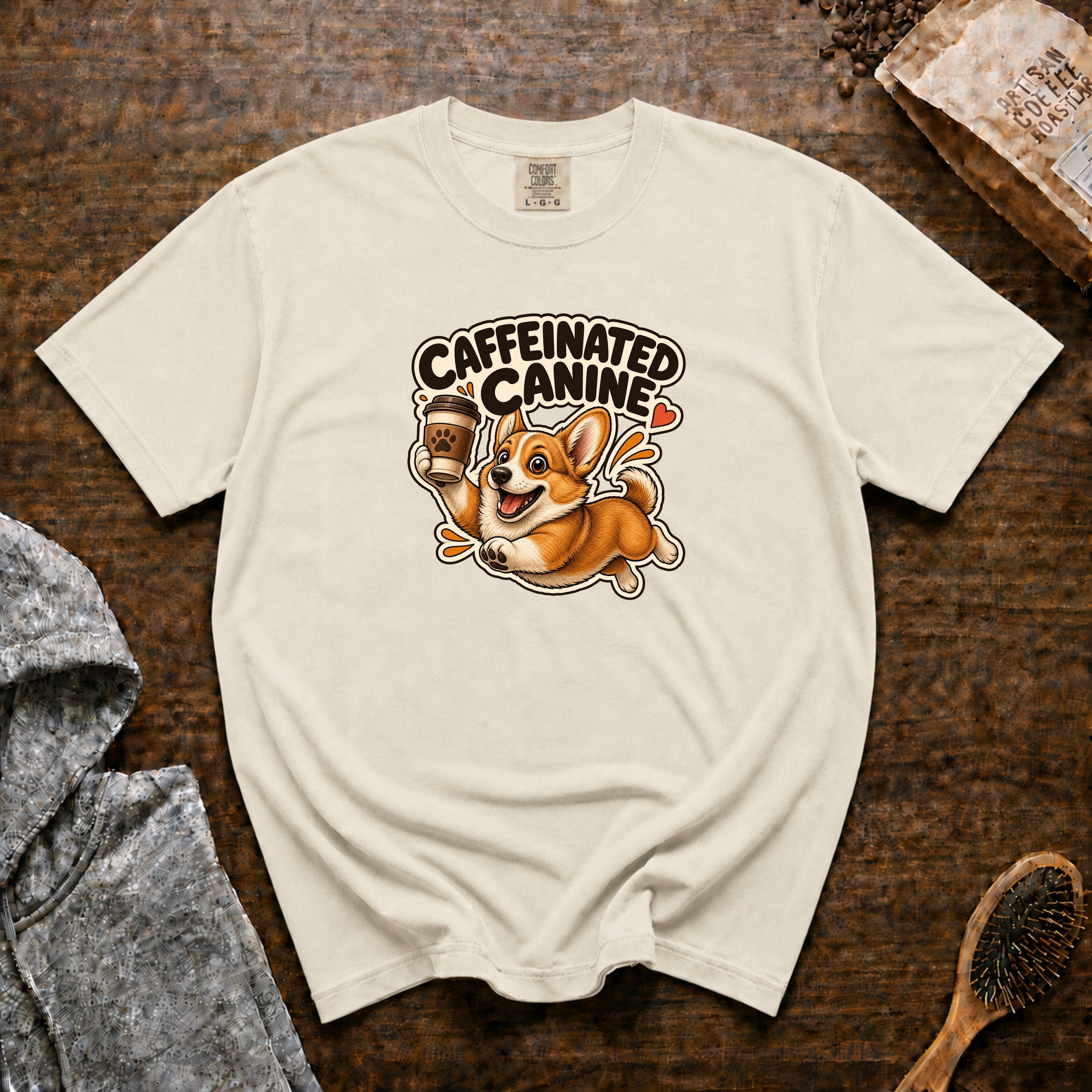 Caffeinated Canine T-Shirt — Ivory
