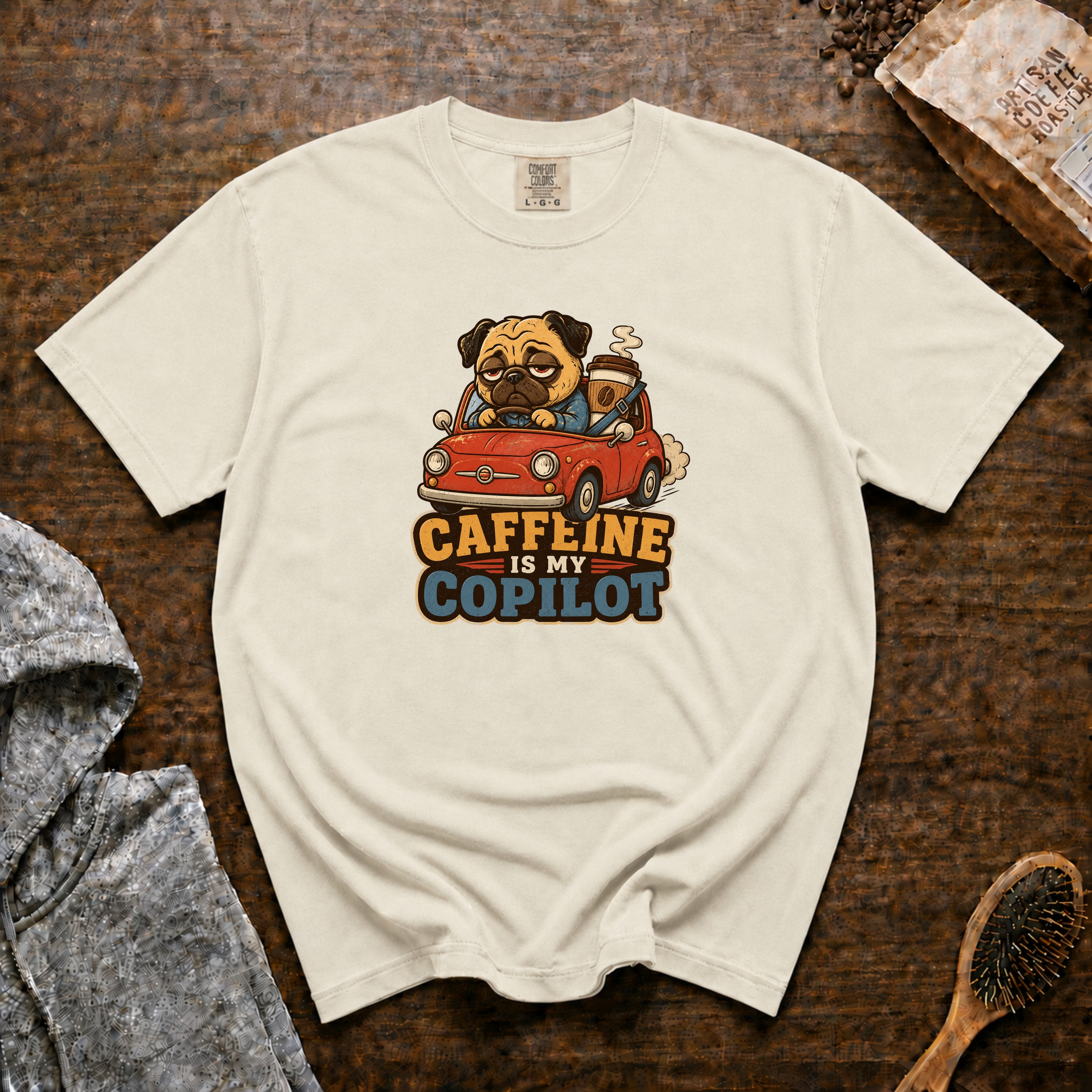 Caffeine Is My Copilot T-Shirt — Ivory