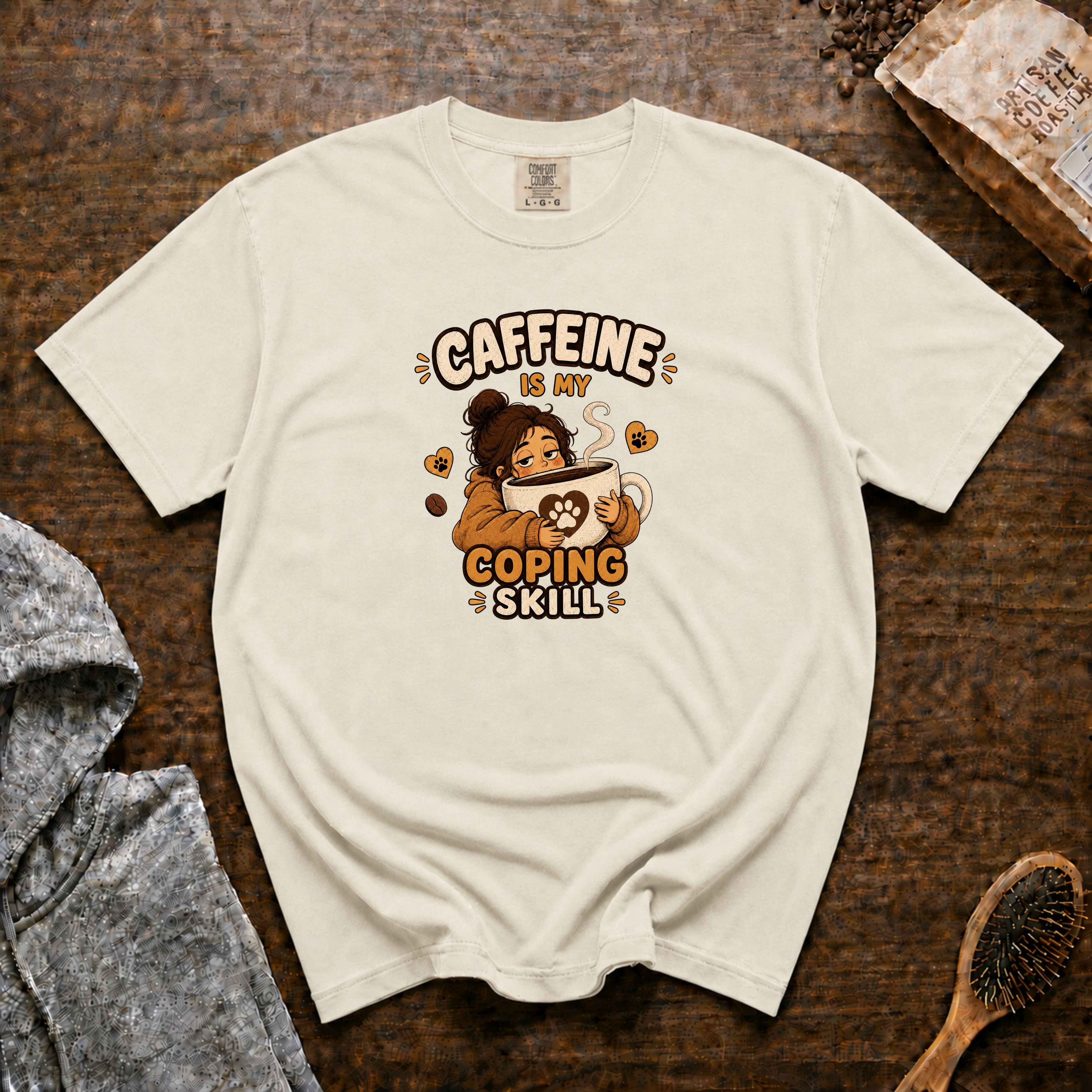 Caffeine Is My Coping Skill T-Shirt — Ivory