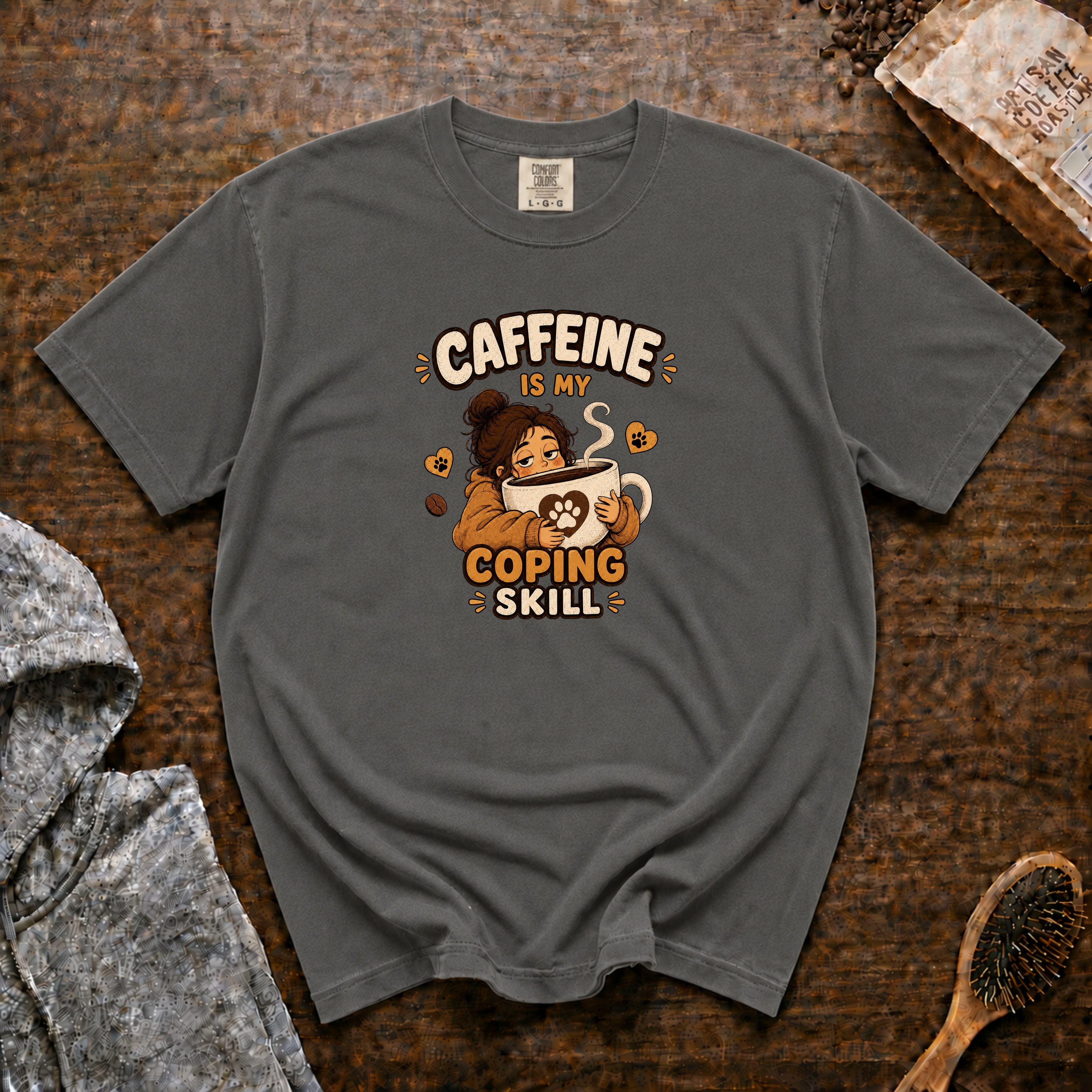 Caffeine Is My Coping Skill T-Shirt — Pepper