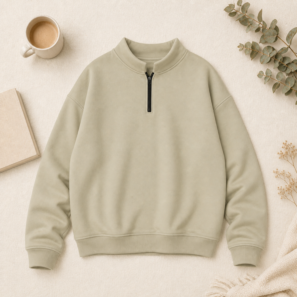 Unisex Heavyweight Regular Fit Half-Zip Brushed Fleece Sweatshirt 380GSM