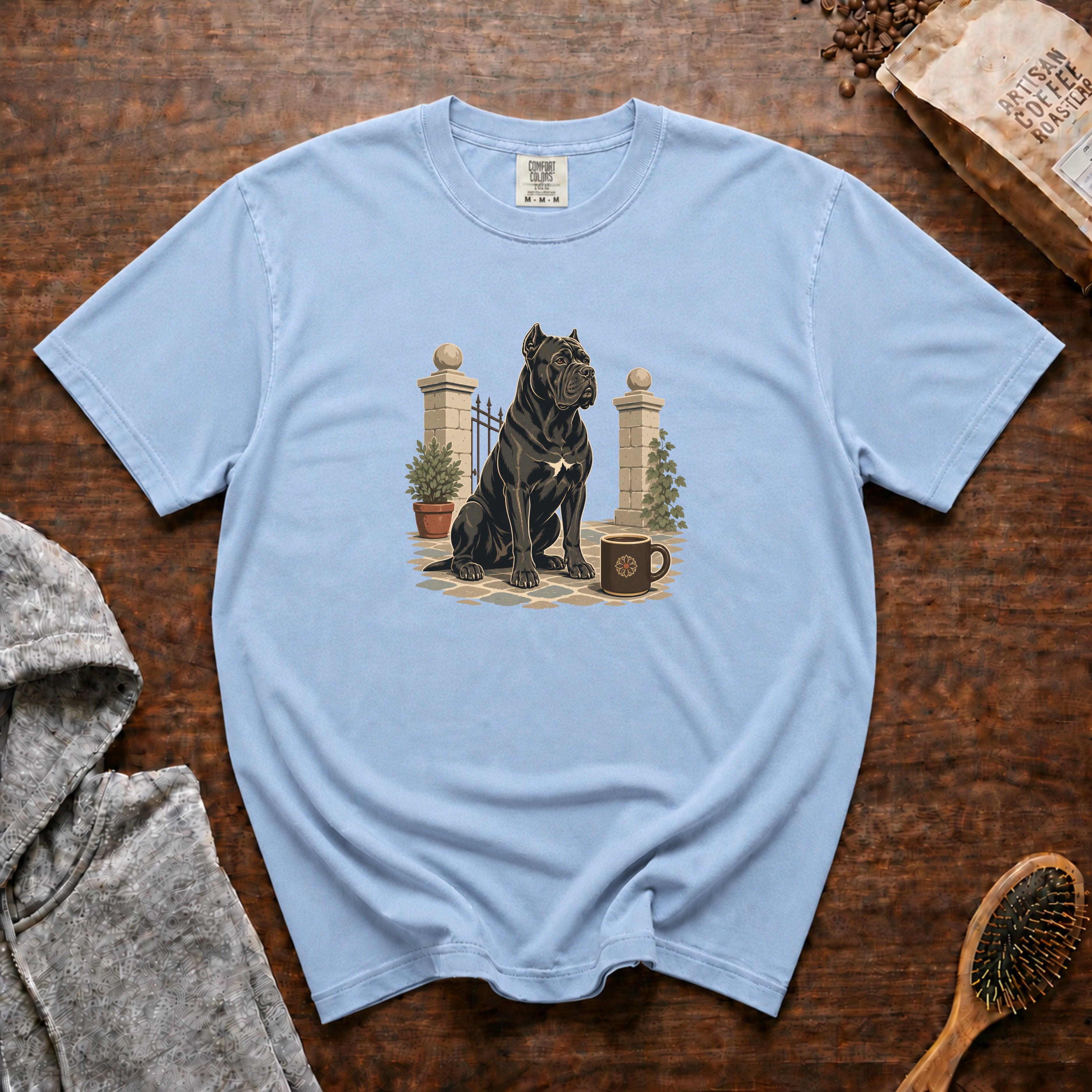 Cane Corso Courtyard Dark Roast 1 T-Shirt — Chambray