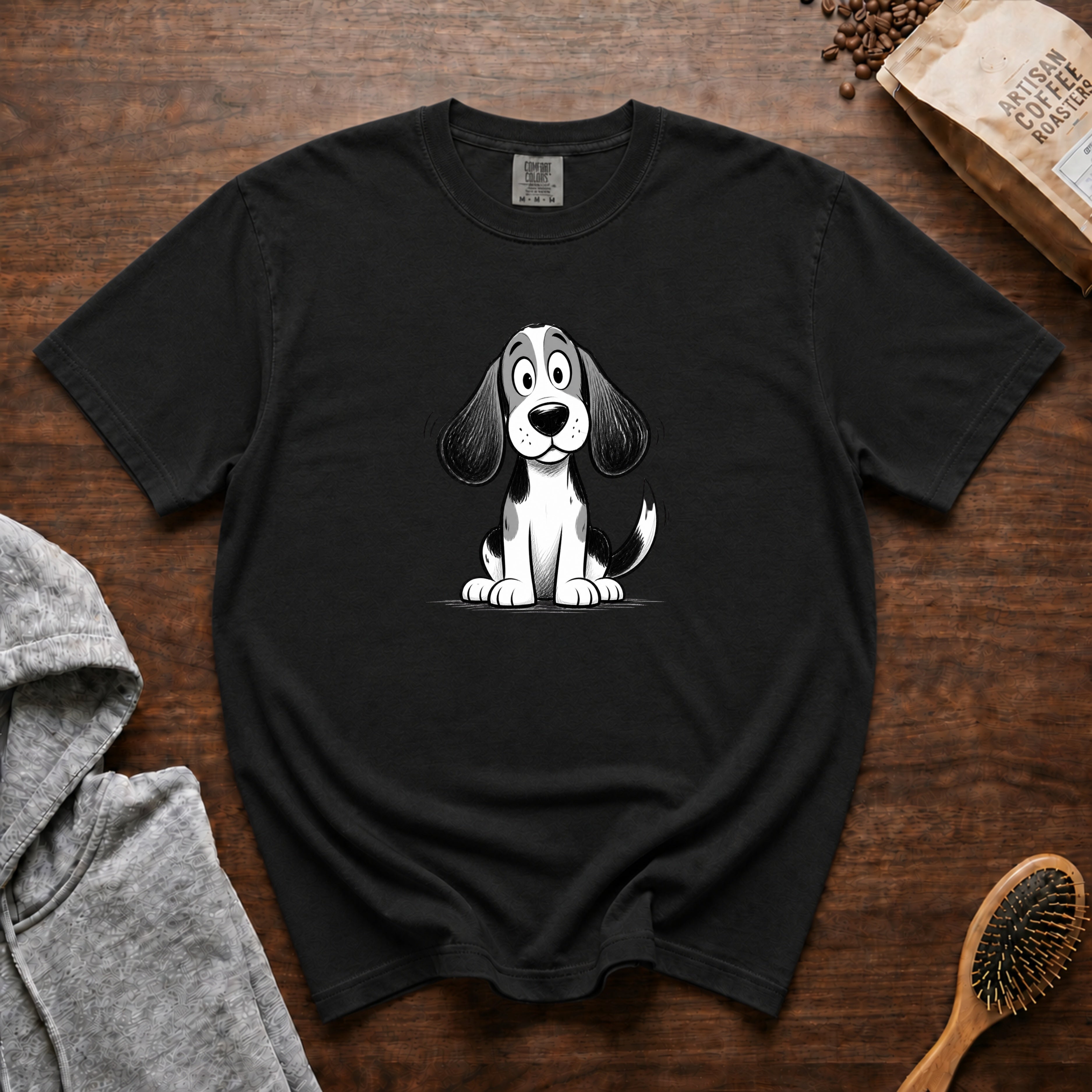 Cartoon Beagle T-Shirt — Black