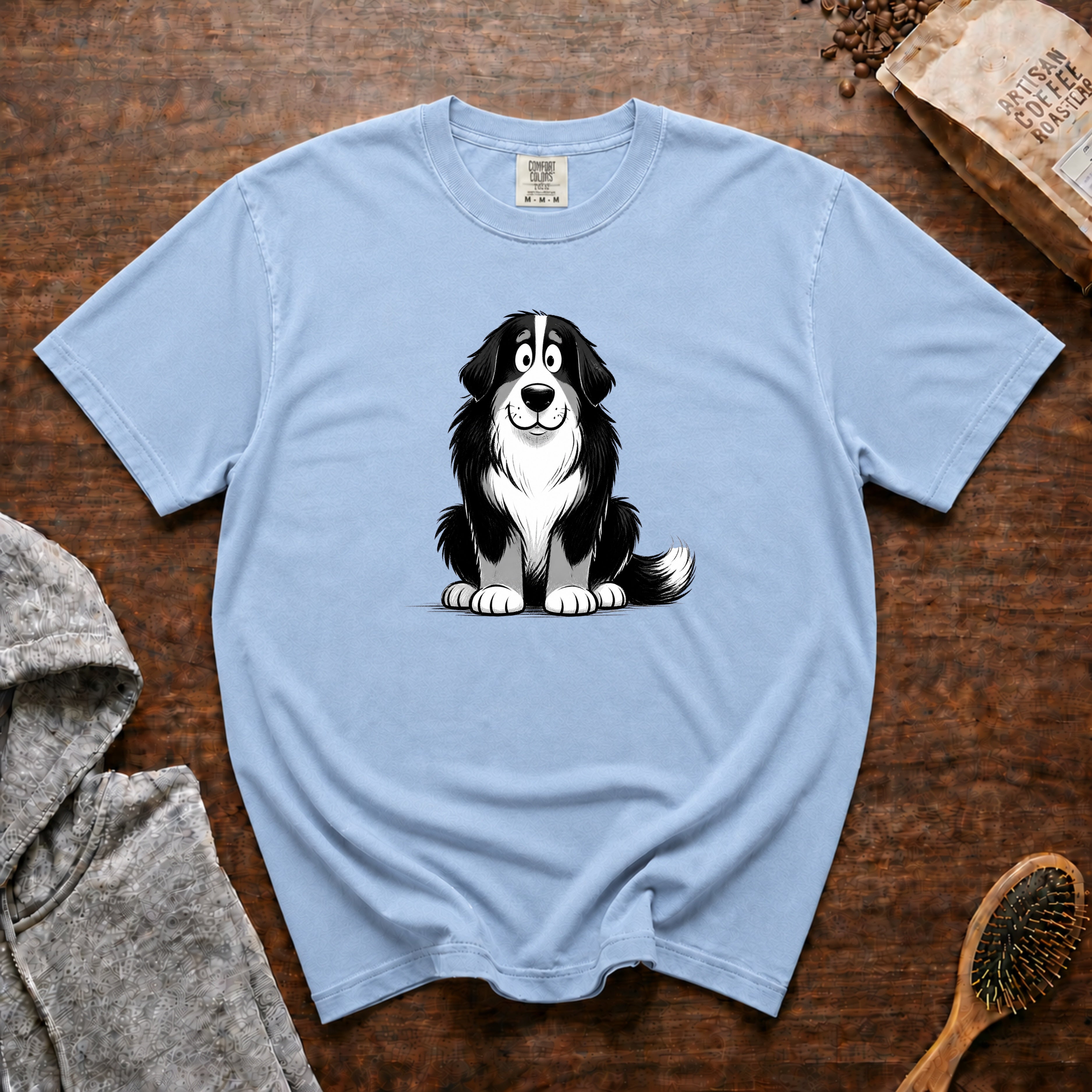 Cartoon Bernese Mountain Dog T-Shirt — Chambray