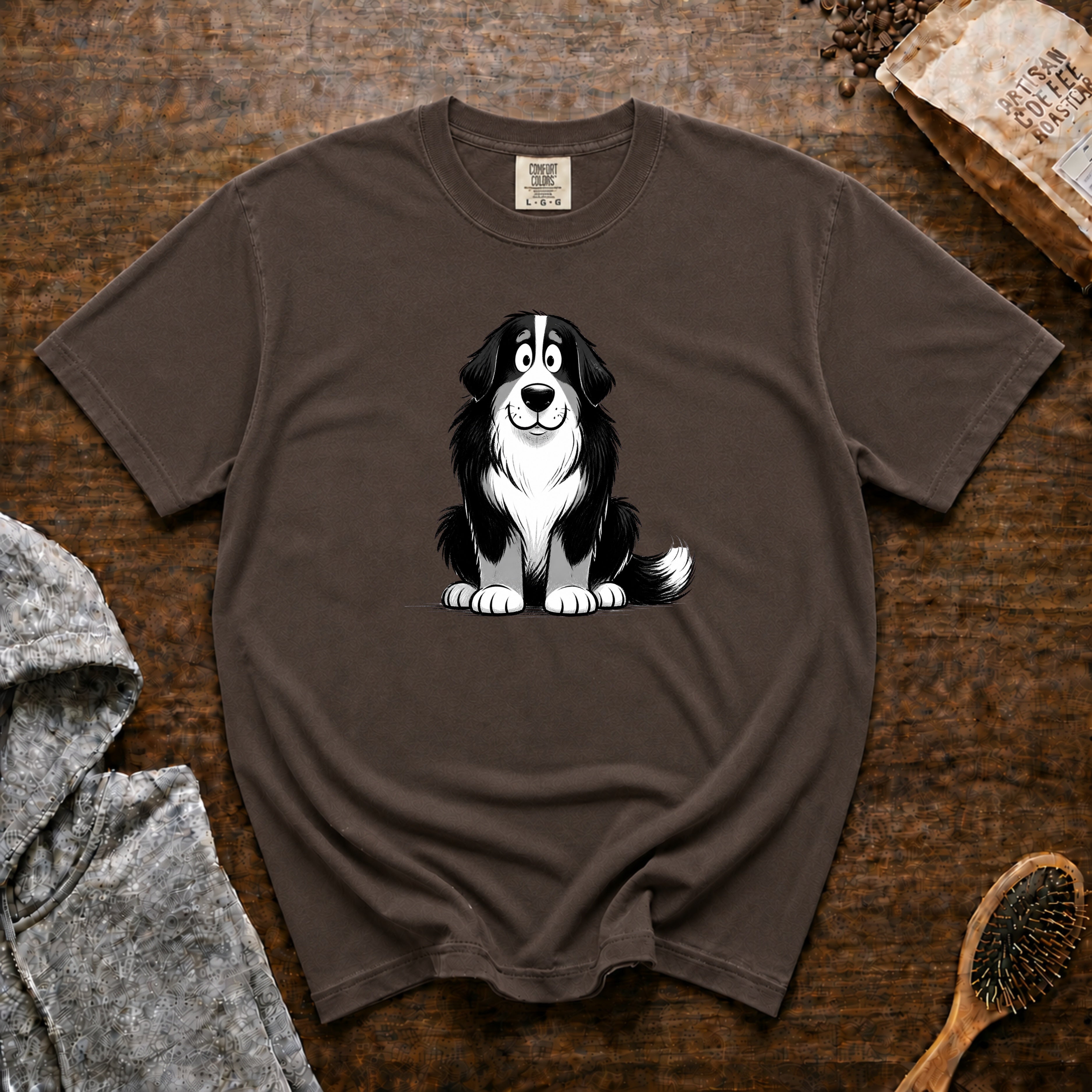 Cartoon Bernese Mountain Dog T-Shirt — Espresso