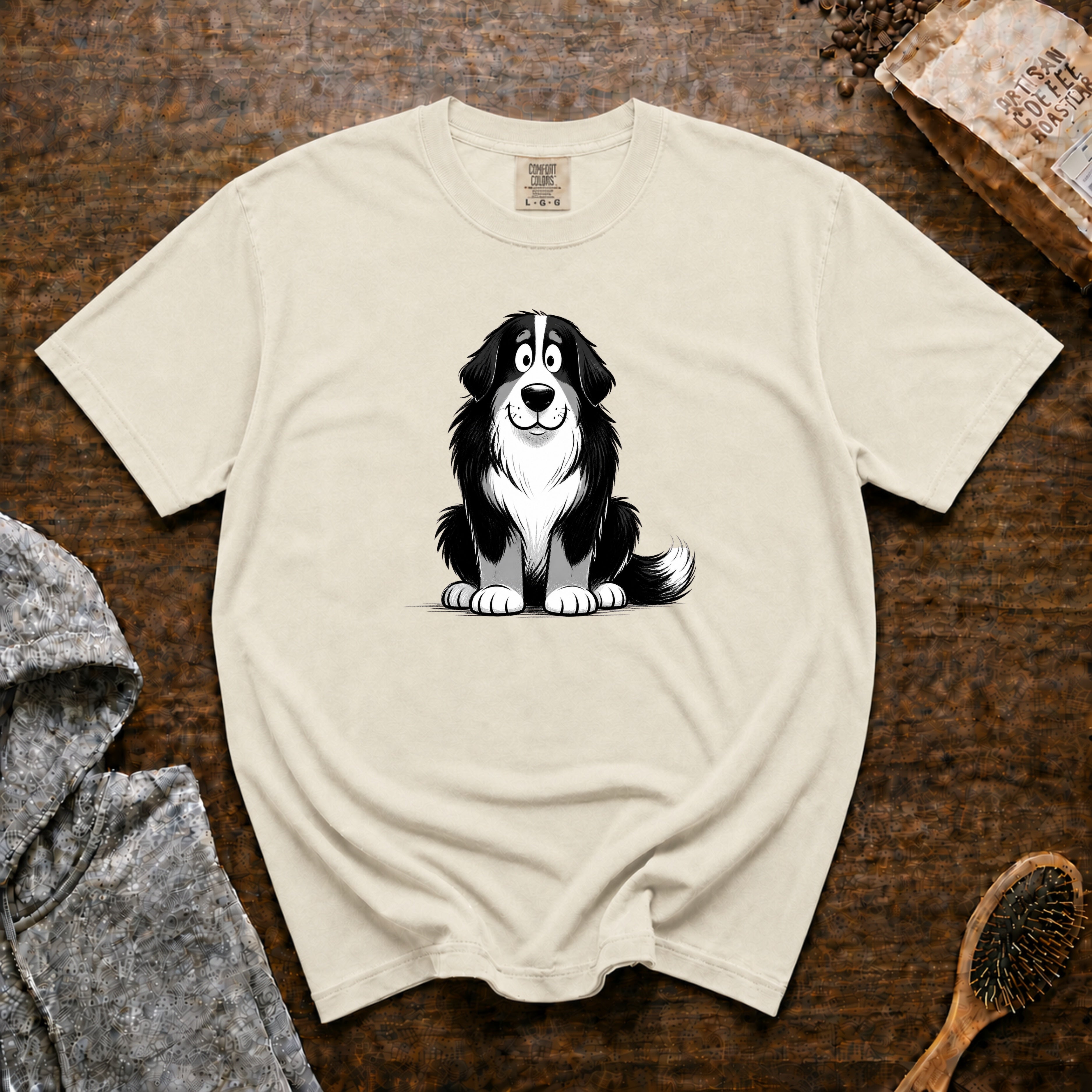 Cartoon Bernese Mountain Dog T-Shirt — Ivory