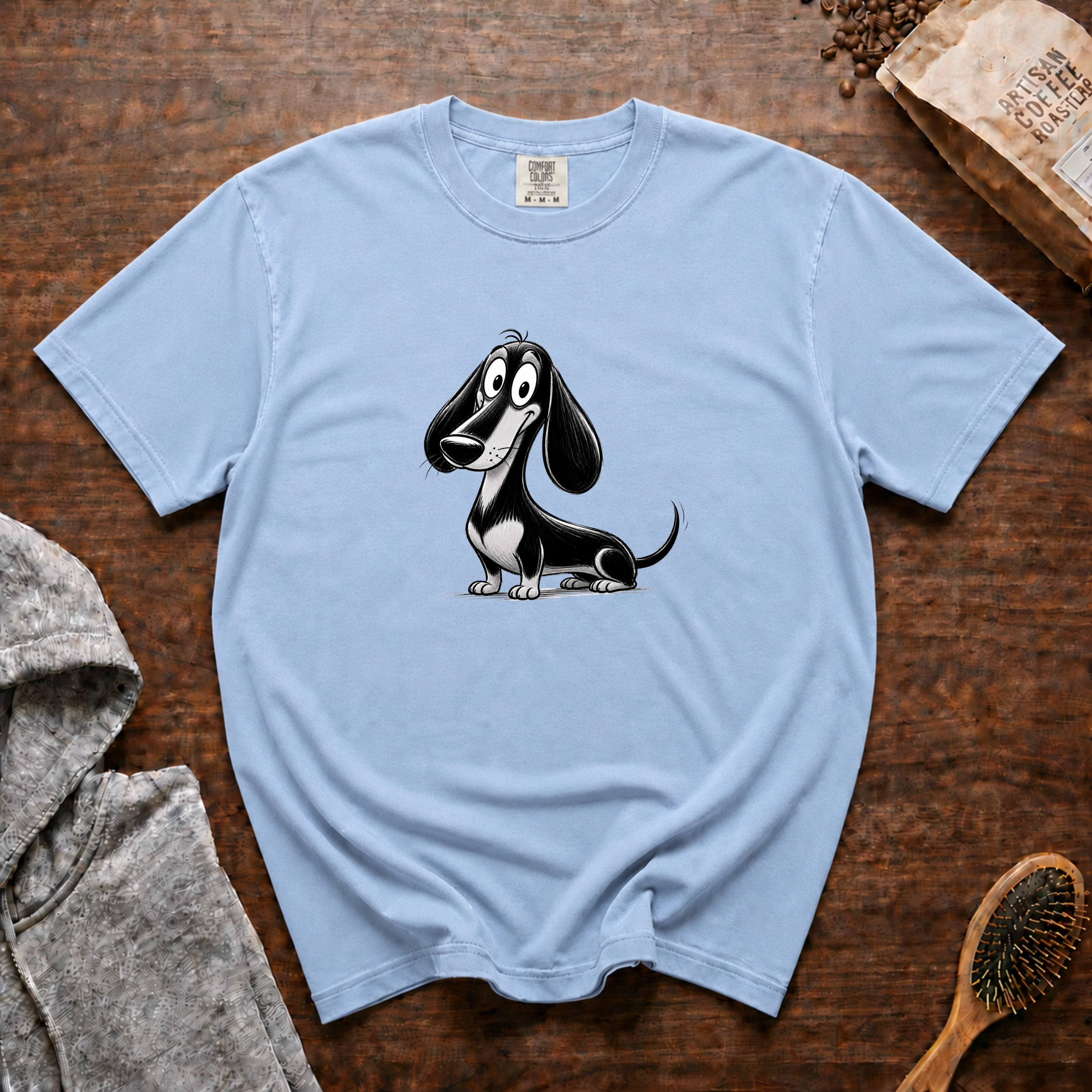 Cartoon Dachshund T-Shirt — Chambray