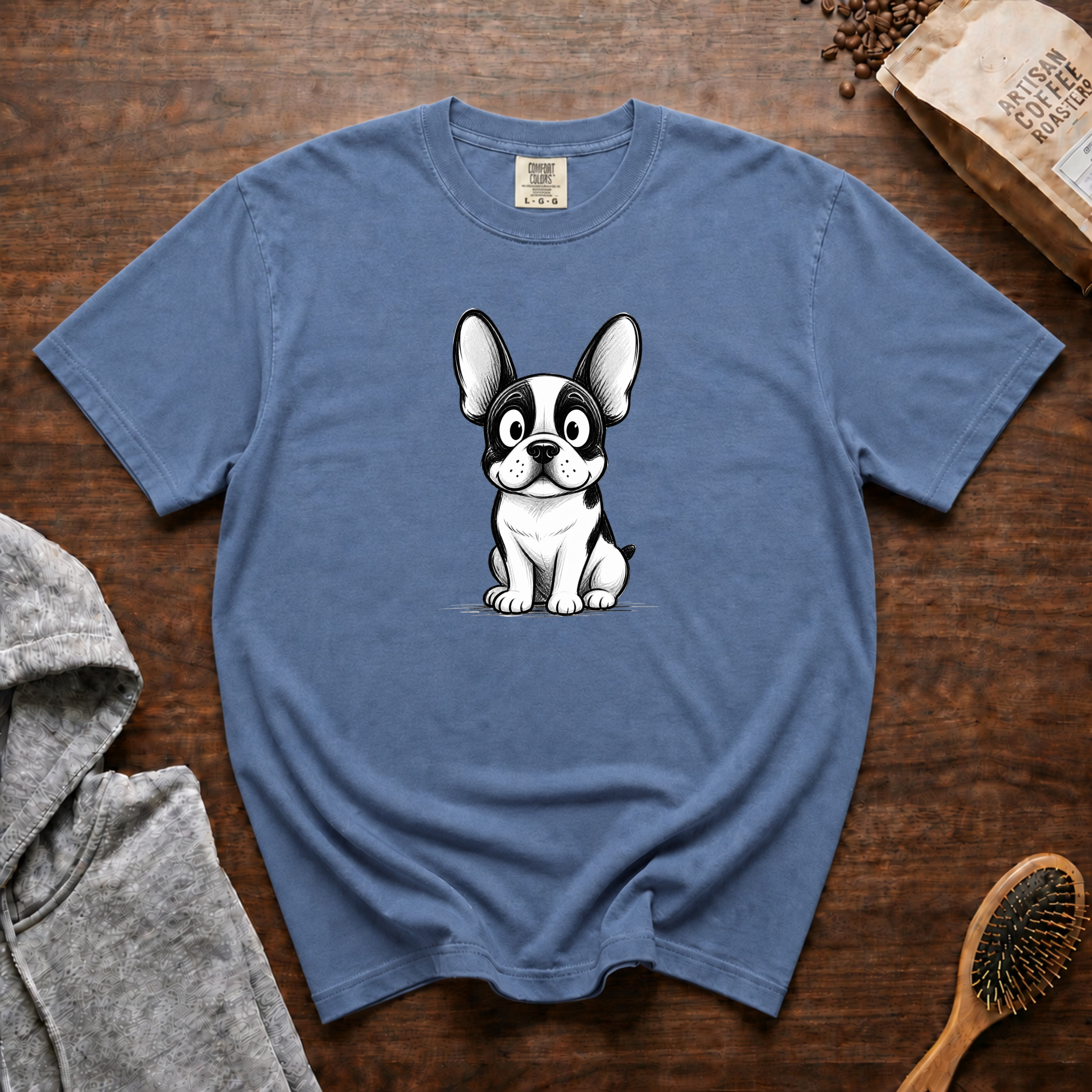 Cartoon French Bulldog T-Shirt — Blue Jean
