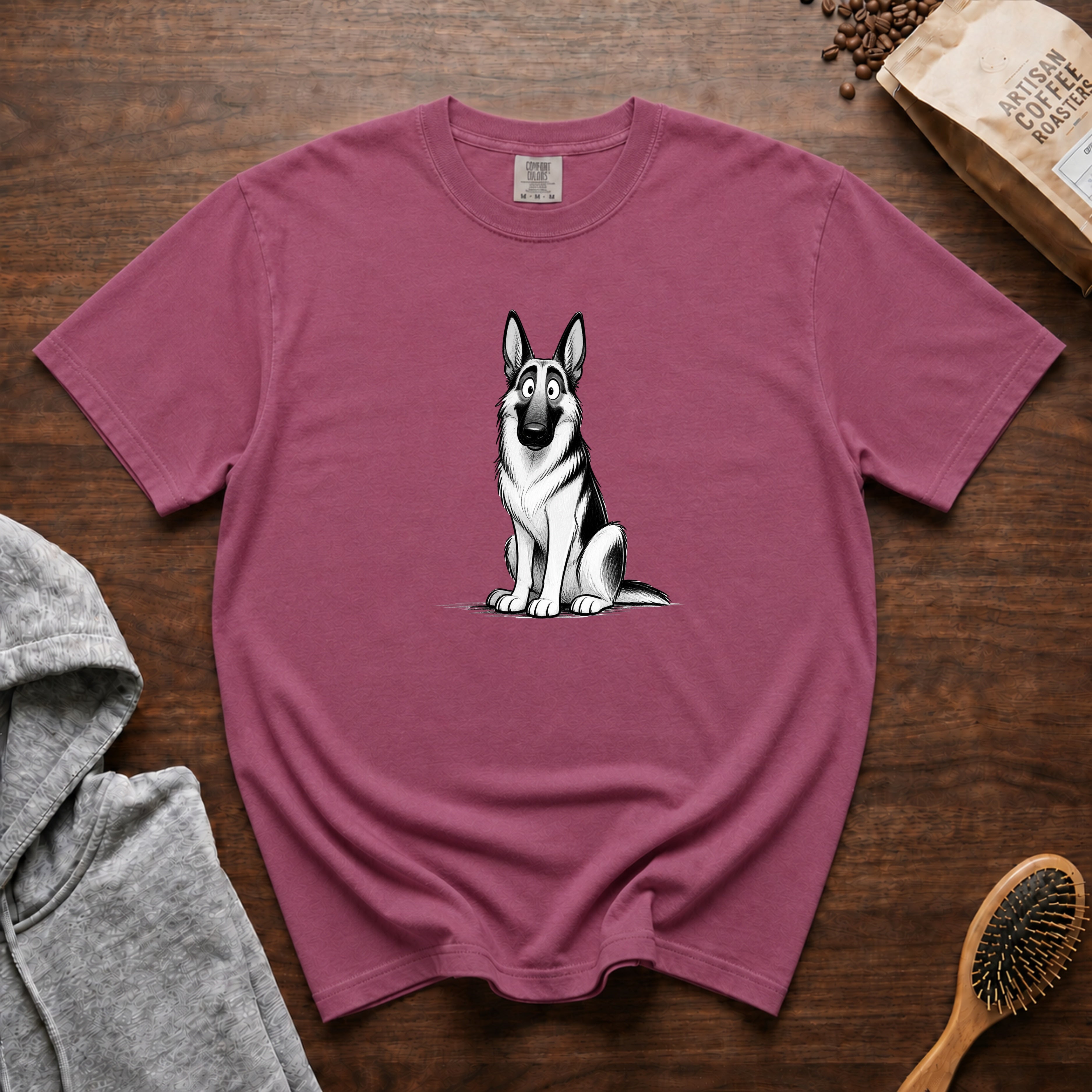 Cartoon German Shepherd T-Shirt — Berry
