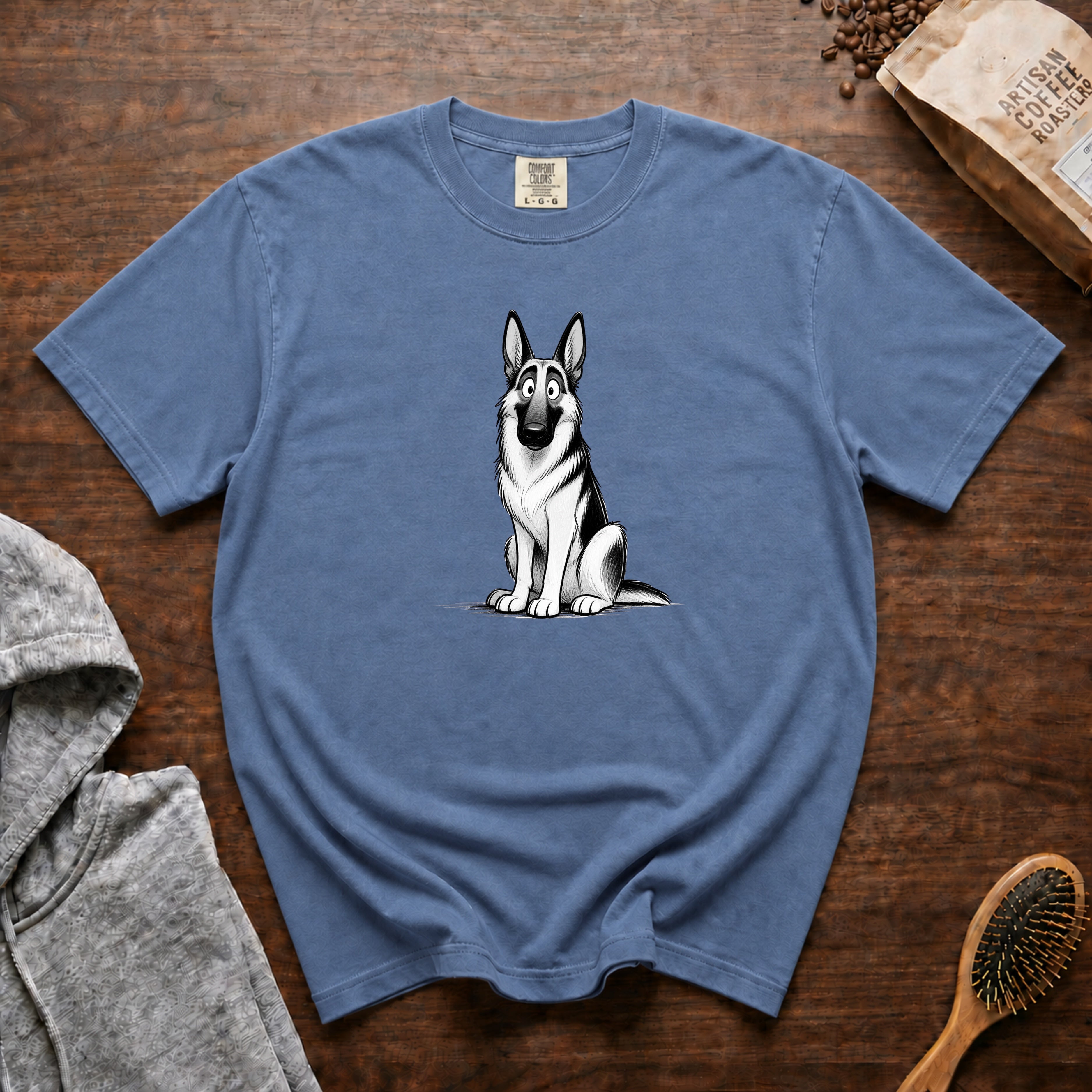 Cartoon German Shepherd T-Shirt — Blue Jean